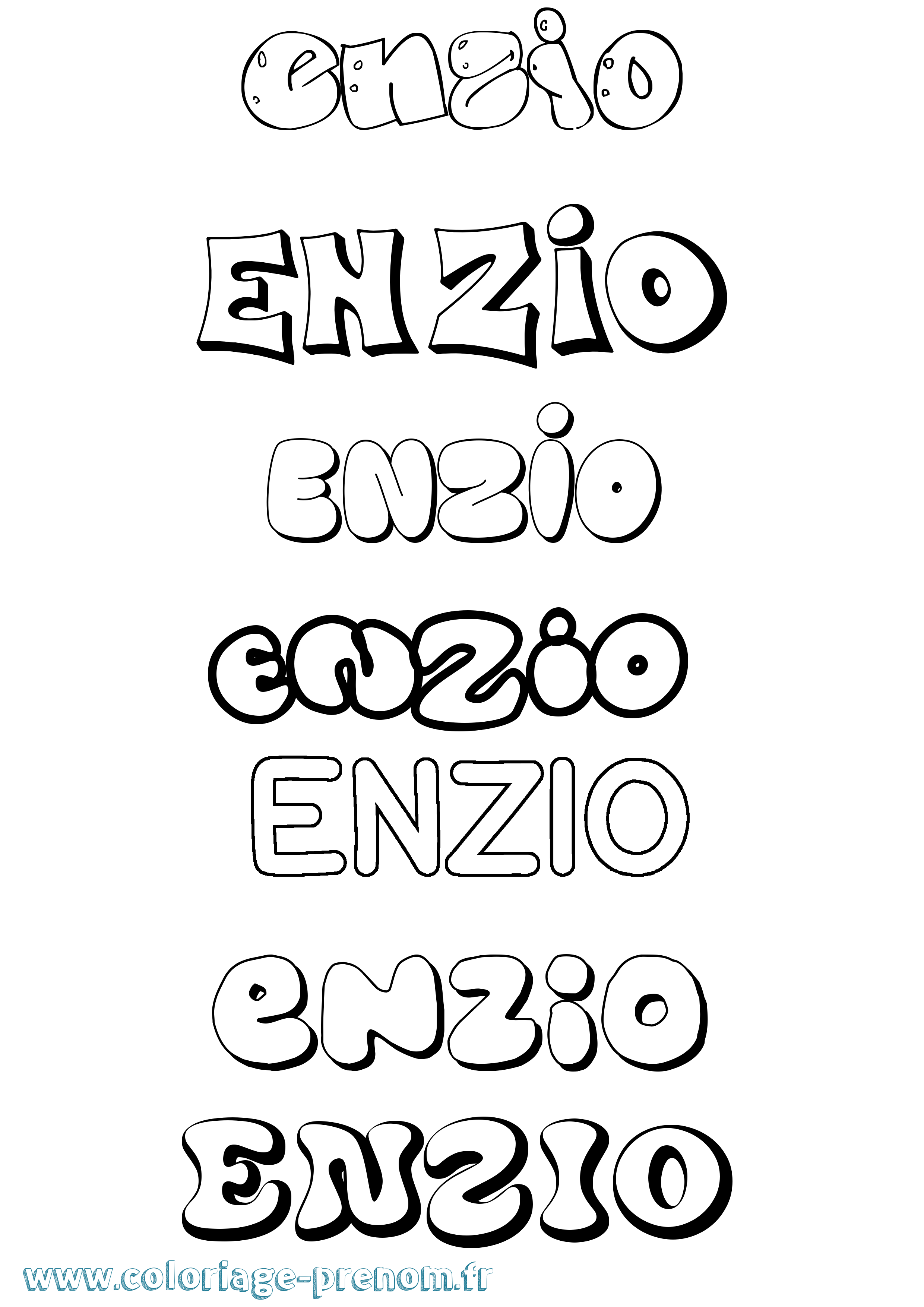 Coloriage prénom Enzio Bubble