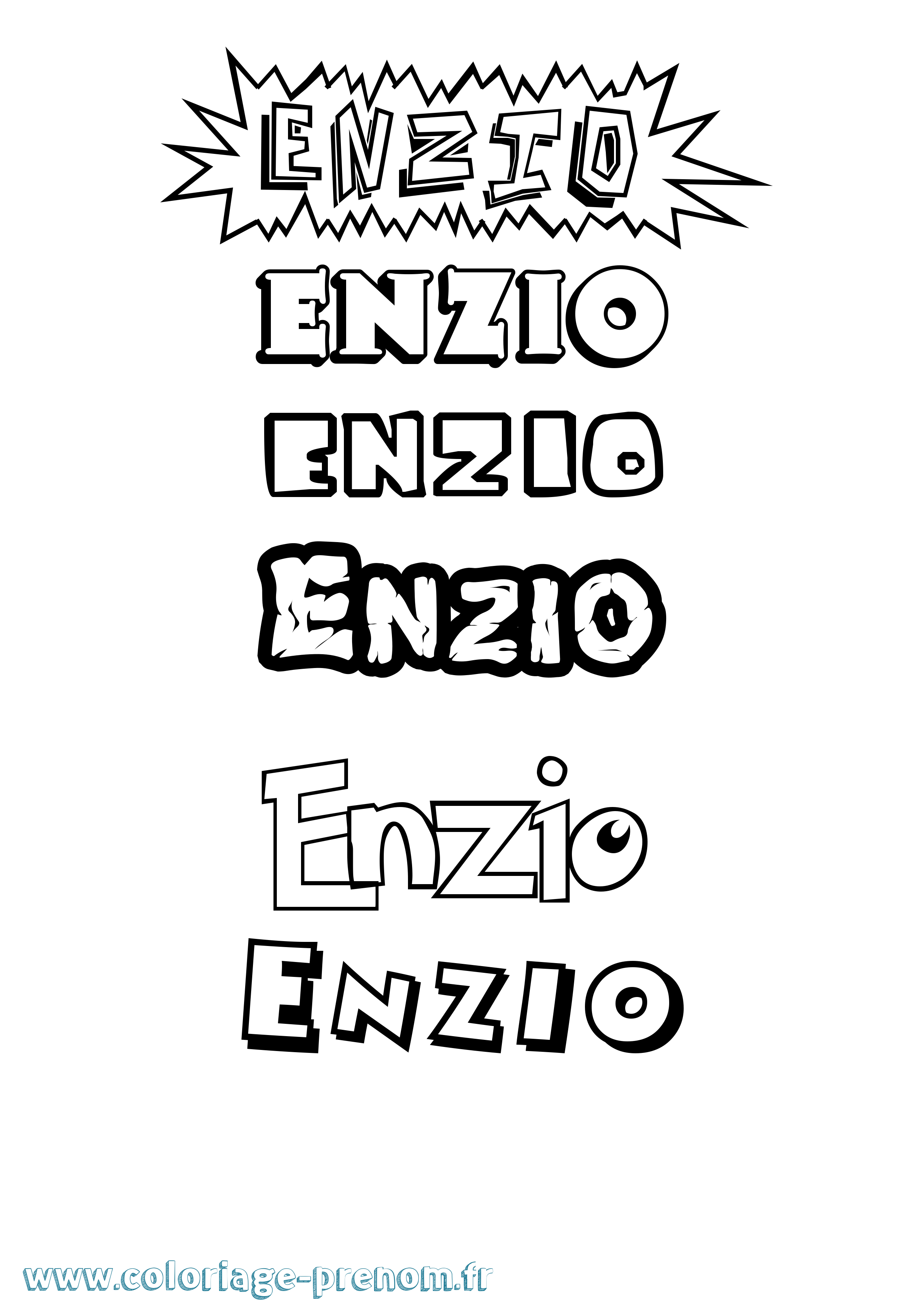 Coloriage Enzio Dessin Animé Coloriage prénom Enzio Dessin Animé