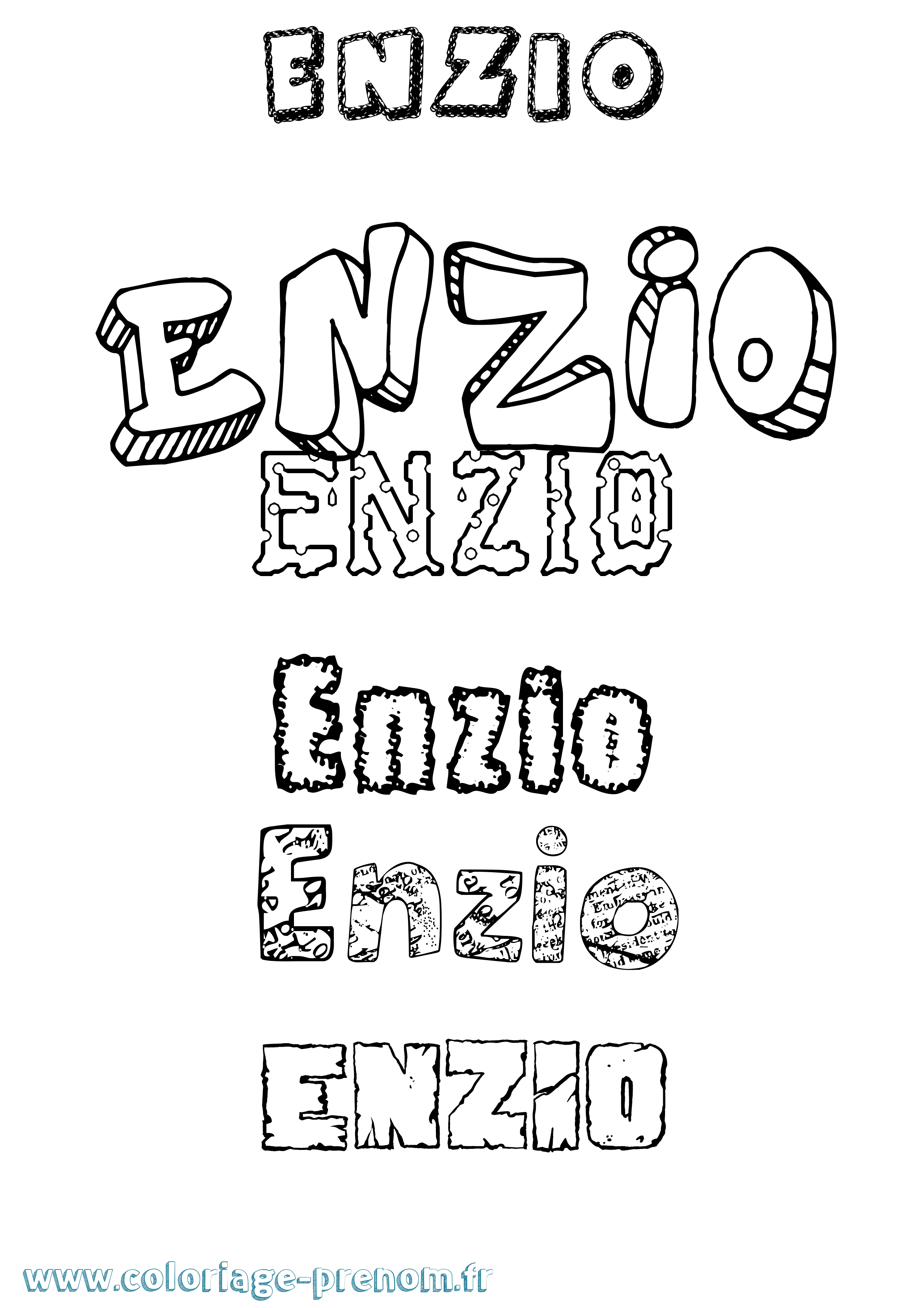 Coloriage Enzio Destructuré Coloriage prénom Enzio Destructuré