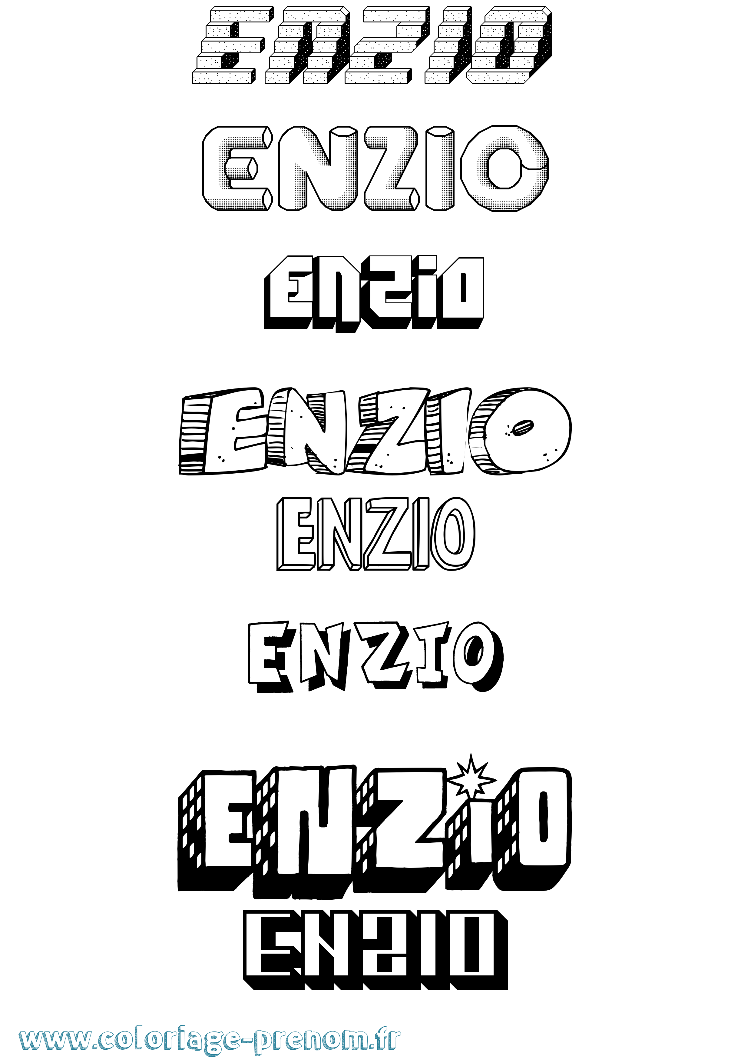 Coloriage Enzio Effet 3D Coloriage prénom Enzio Effet 3D