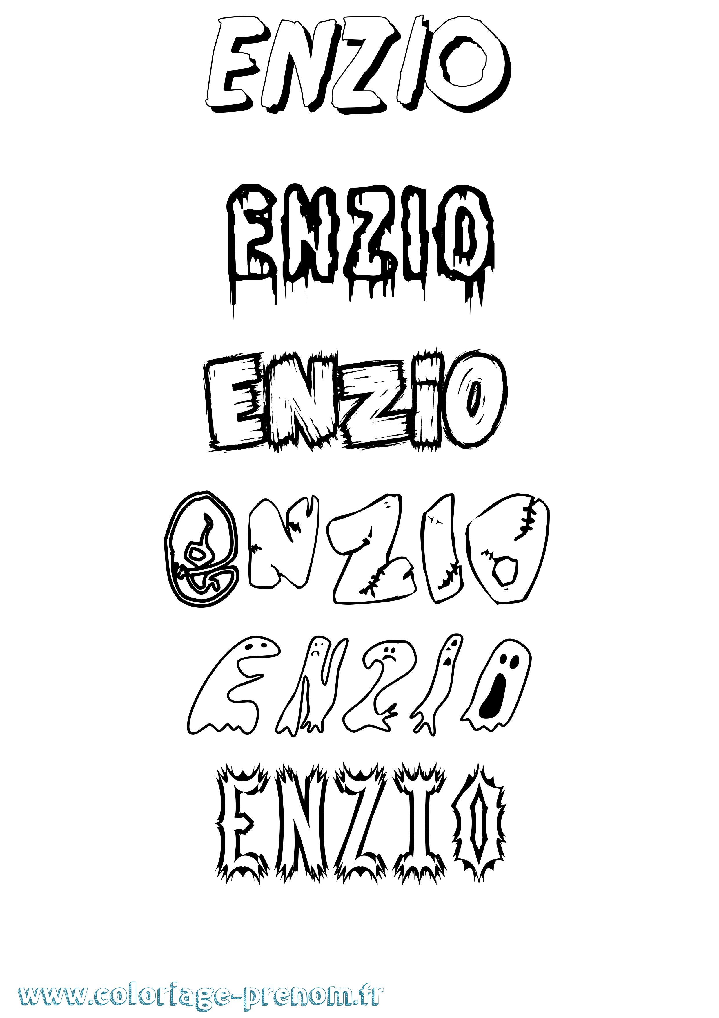 Coloriage Enzio Frisson Coloriage prénom Enzio Frisson