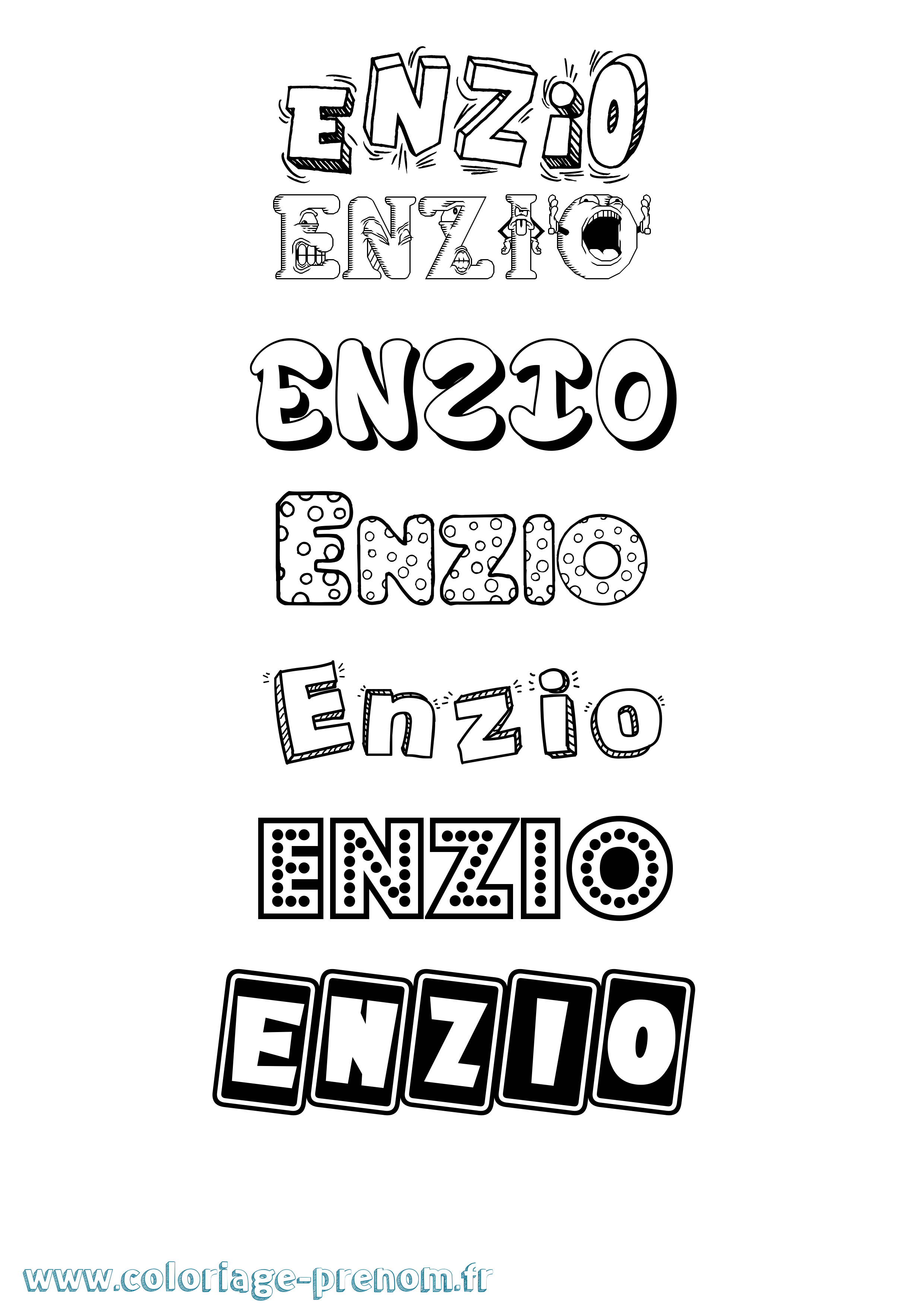 Coloriage Enzio Fun Coloriage prénom Enzio Fun
