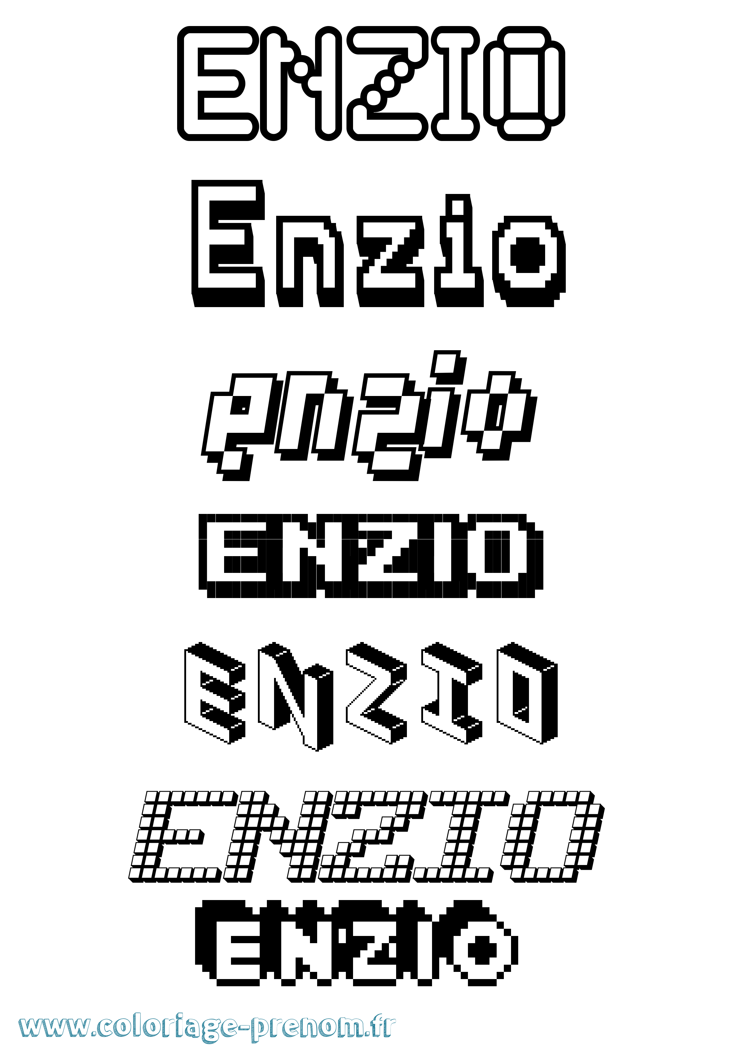 Coloriage prénom Enzio Pixel
