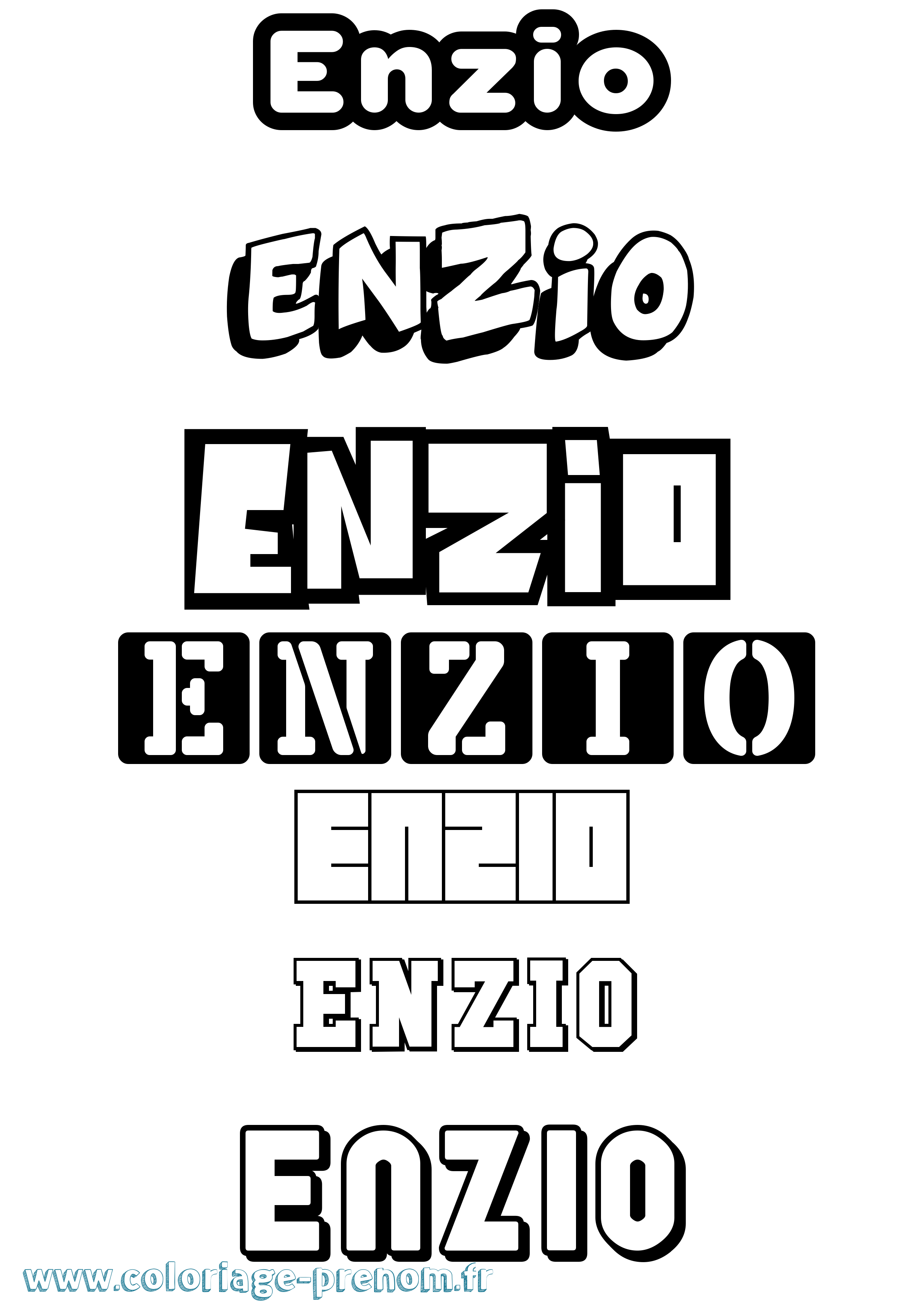 Coloriage Enzio Simple Coloriage prénom Enzio Simple