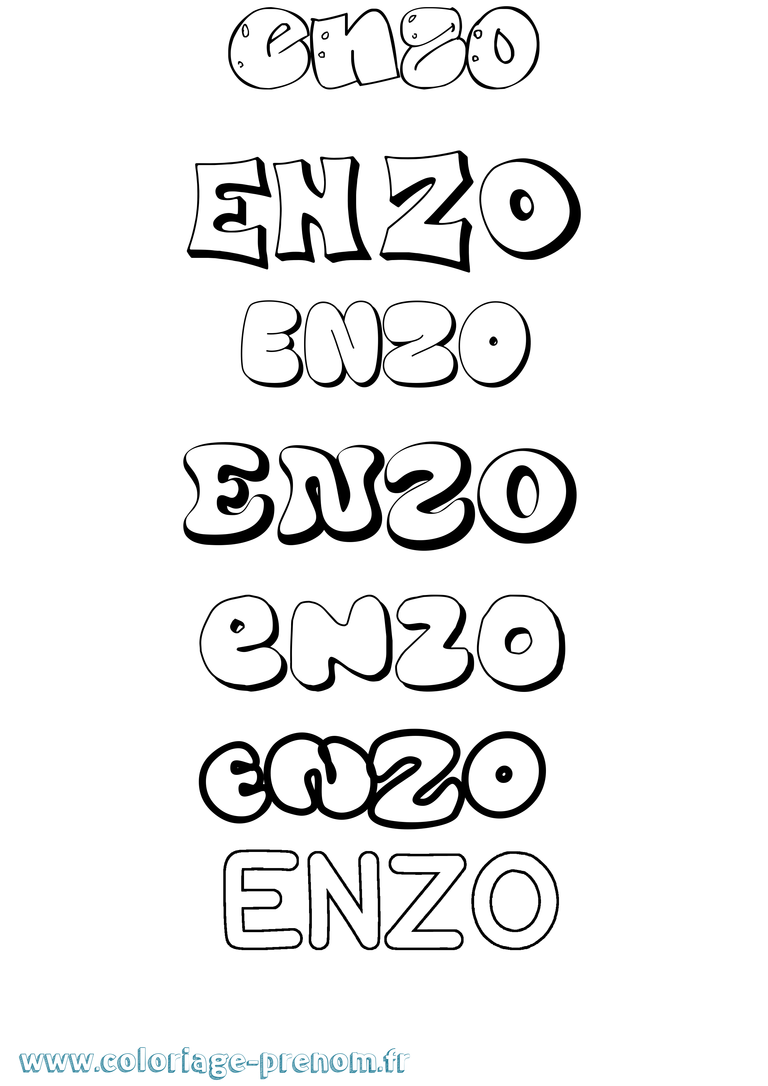 Coloriage prénom Enzo Bubble