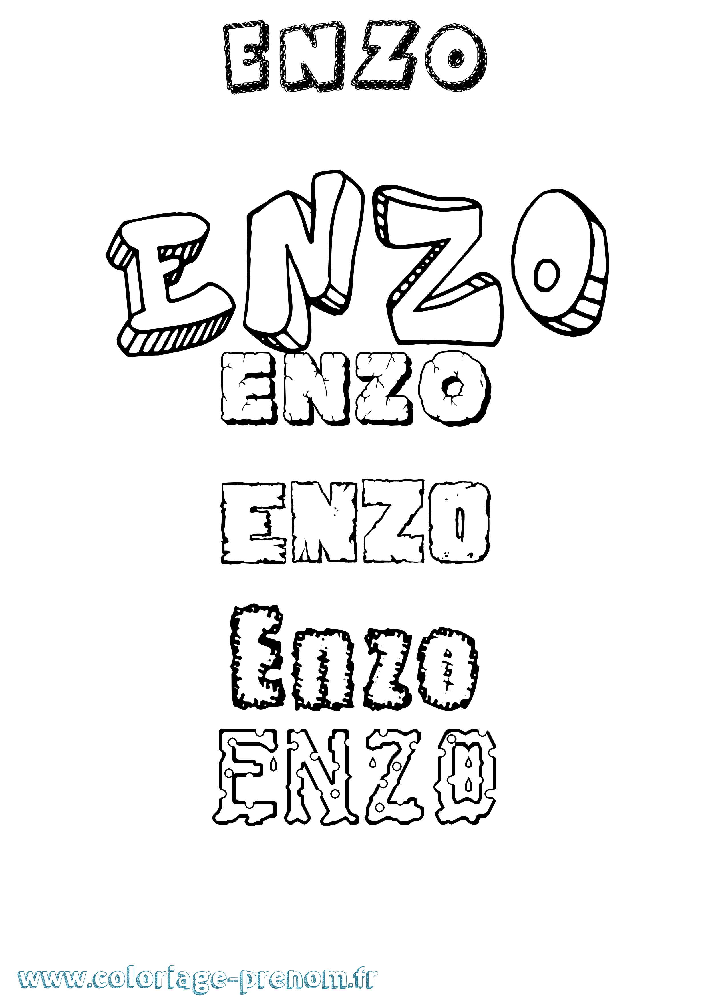 Coloriage prénom Enzo Destructuré