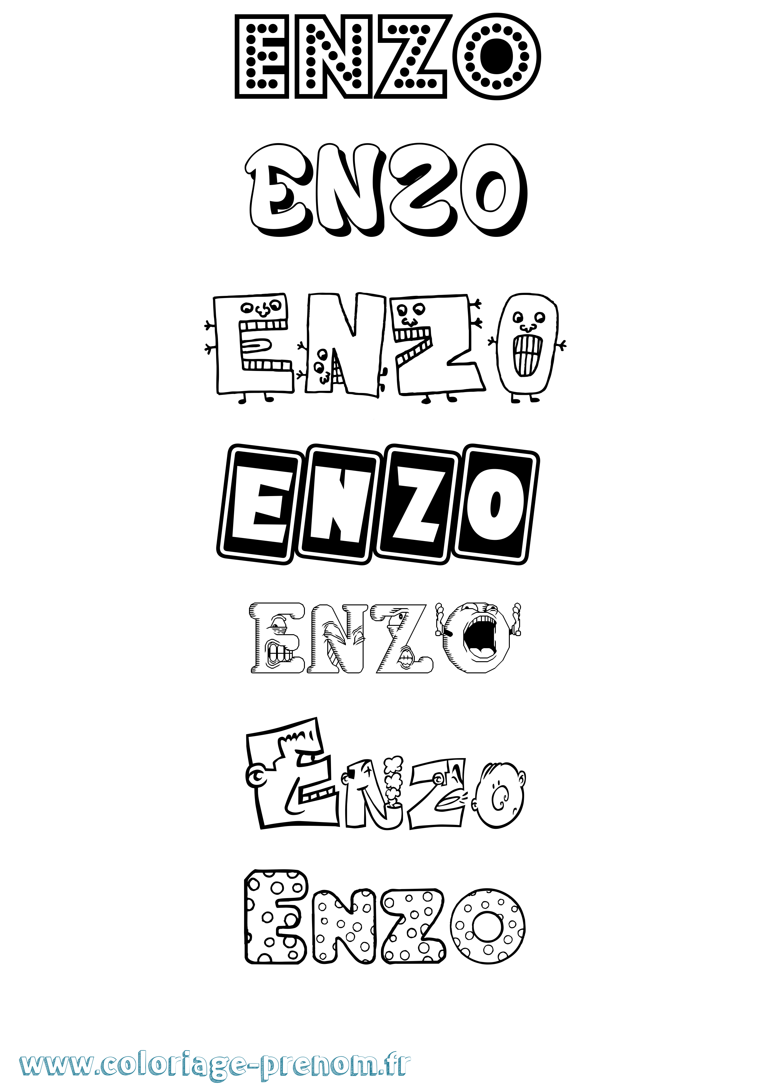 Coloriage prénom Enzo Fun