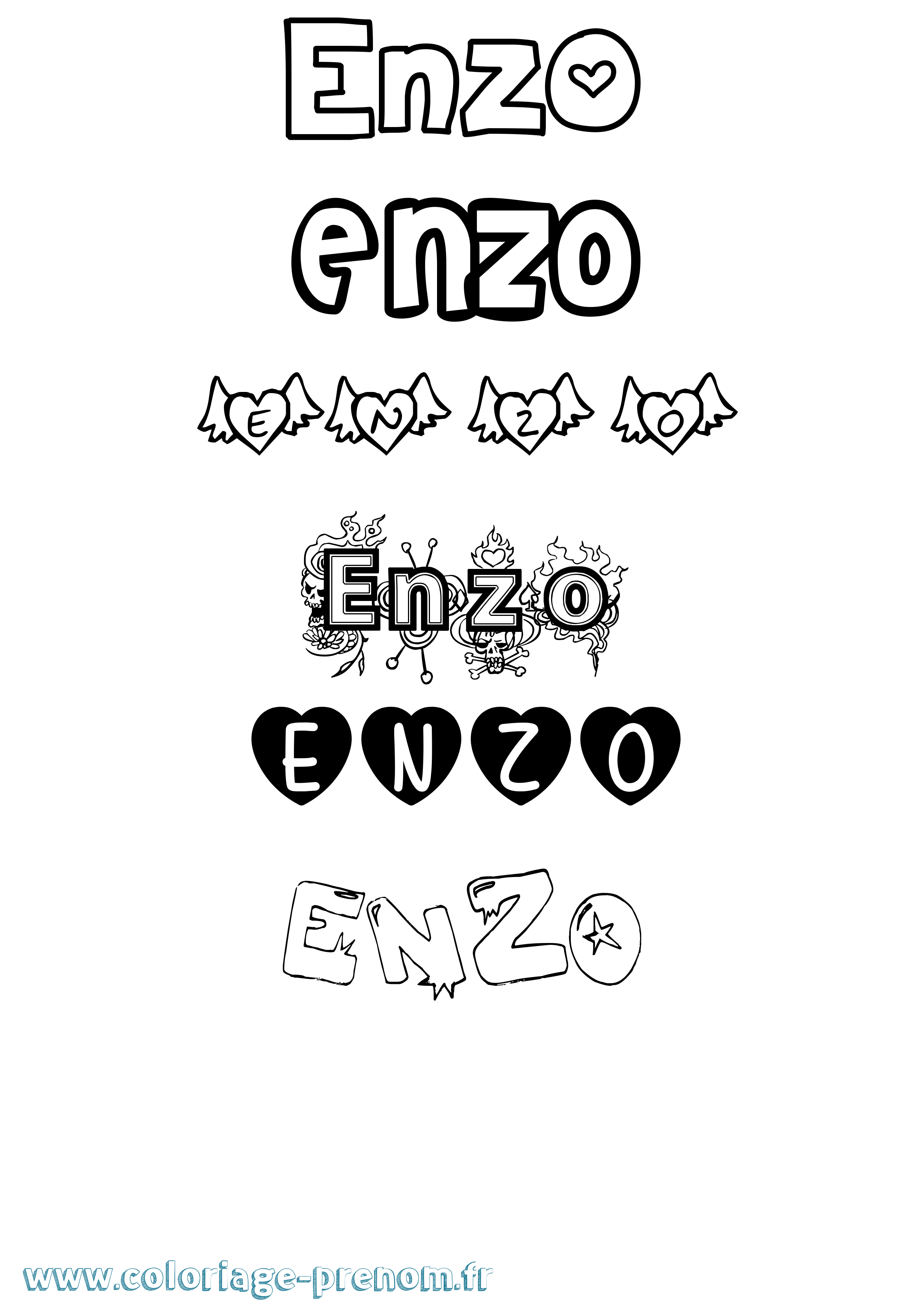 Coloriage prénom Enzo Girly