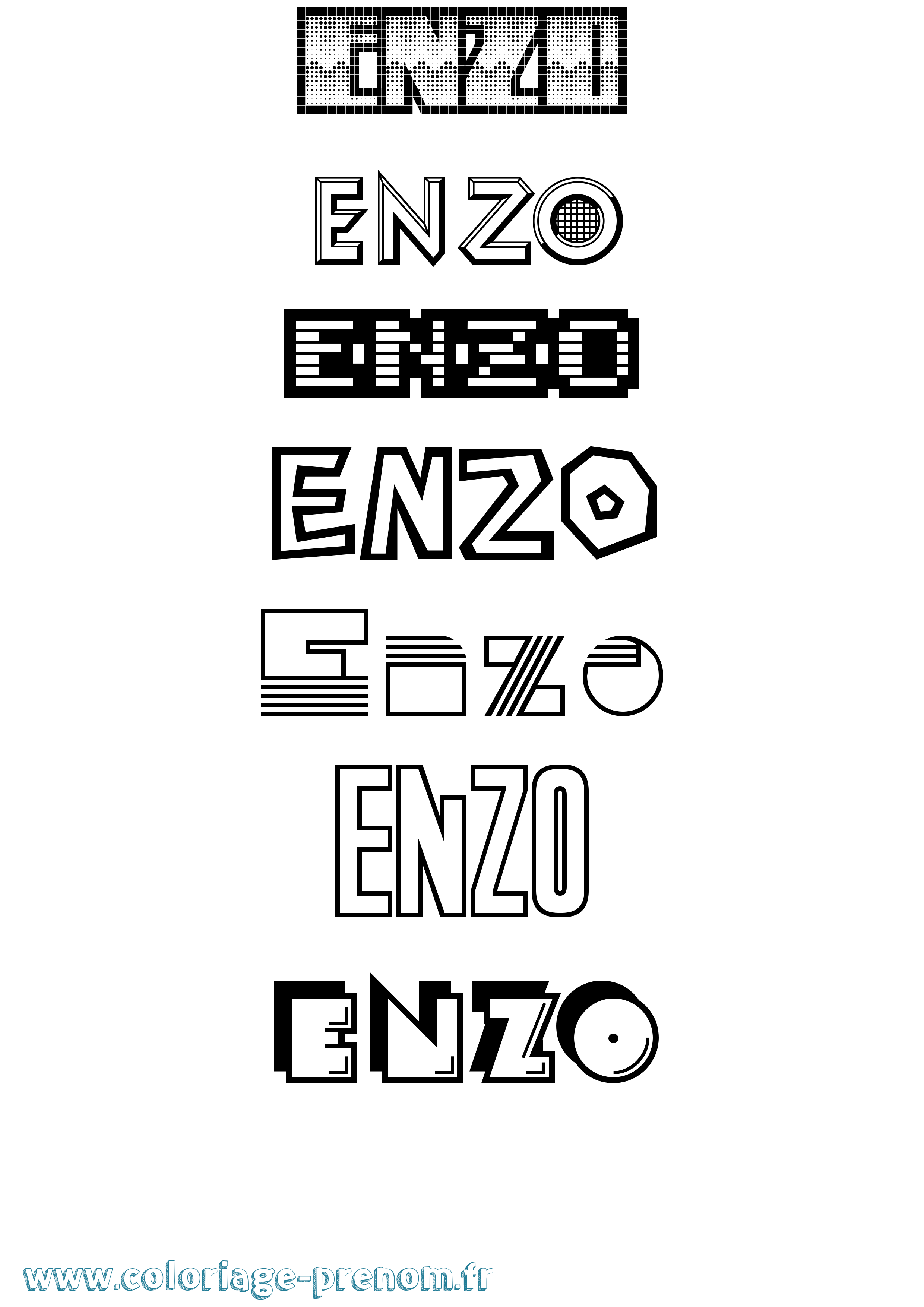 Coloriage prénom Enzo Jeux Vidéos