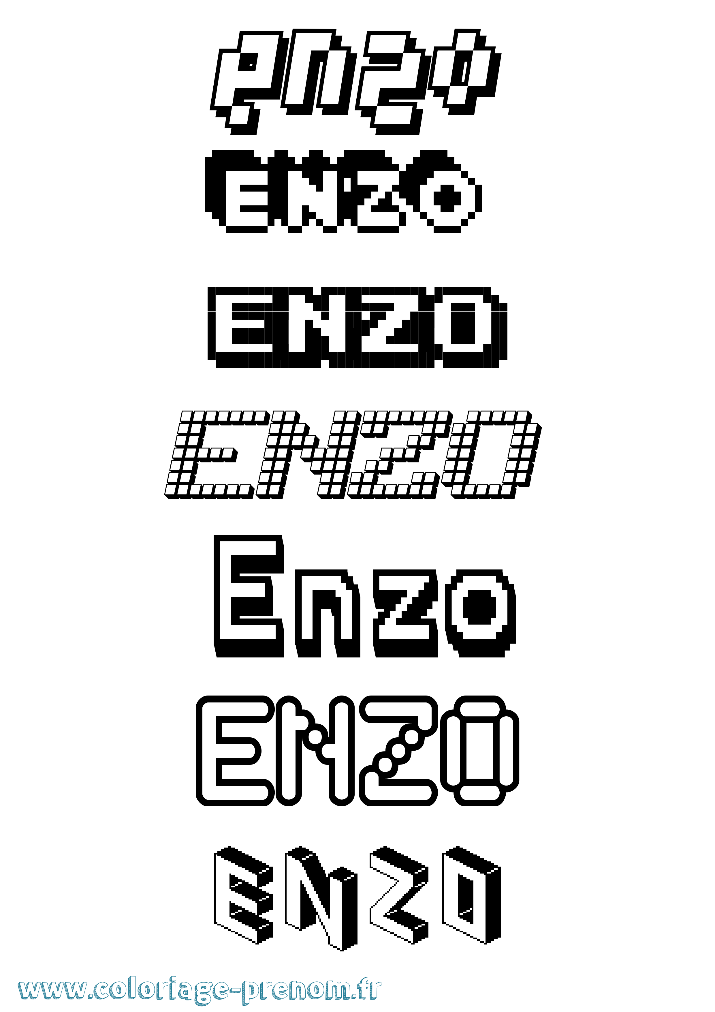 Coloriage prénom Enzo Pixel