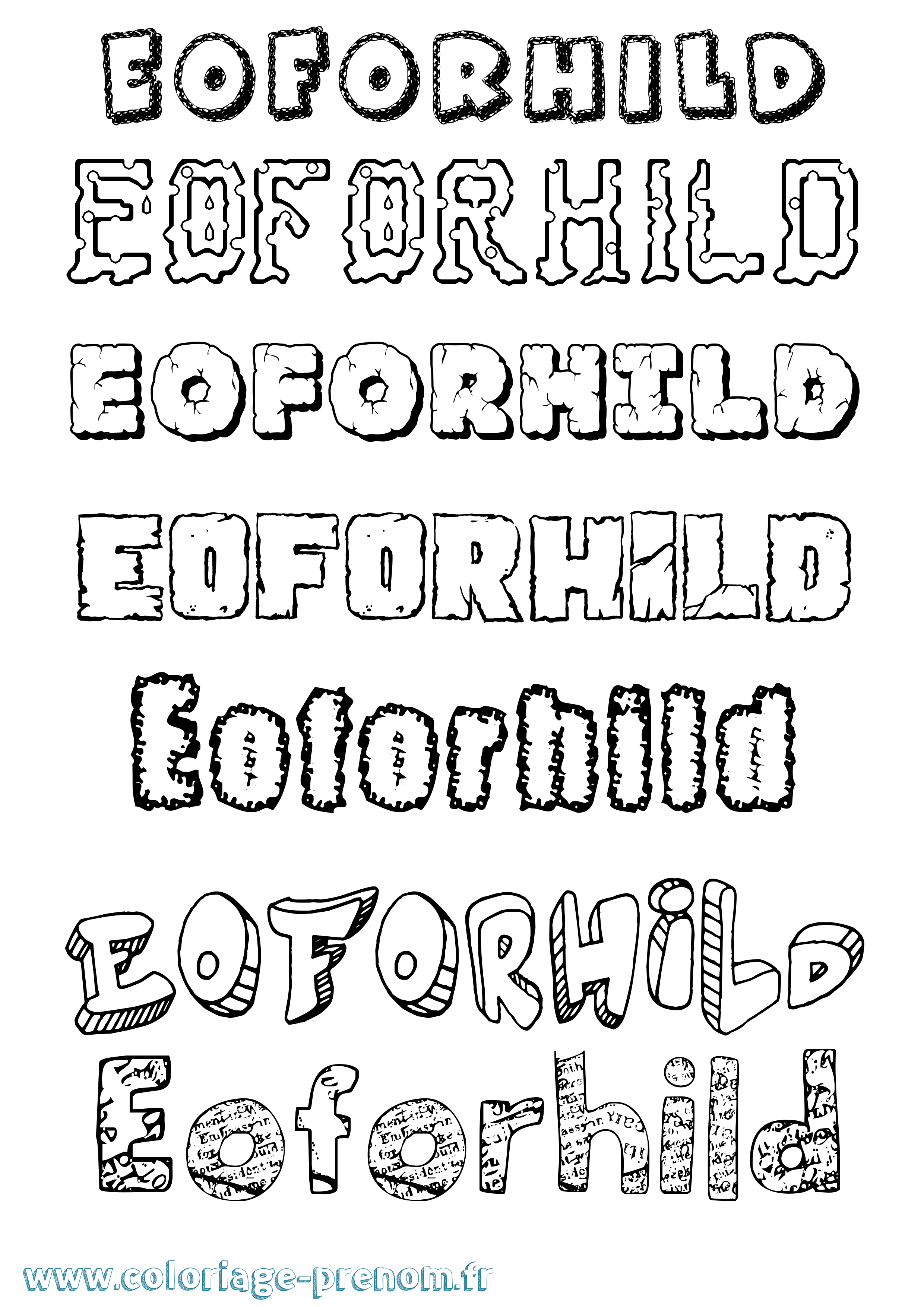 Coloriage prénom Eoforhild Destructuré