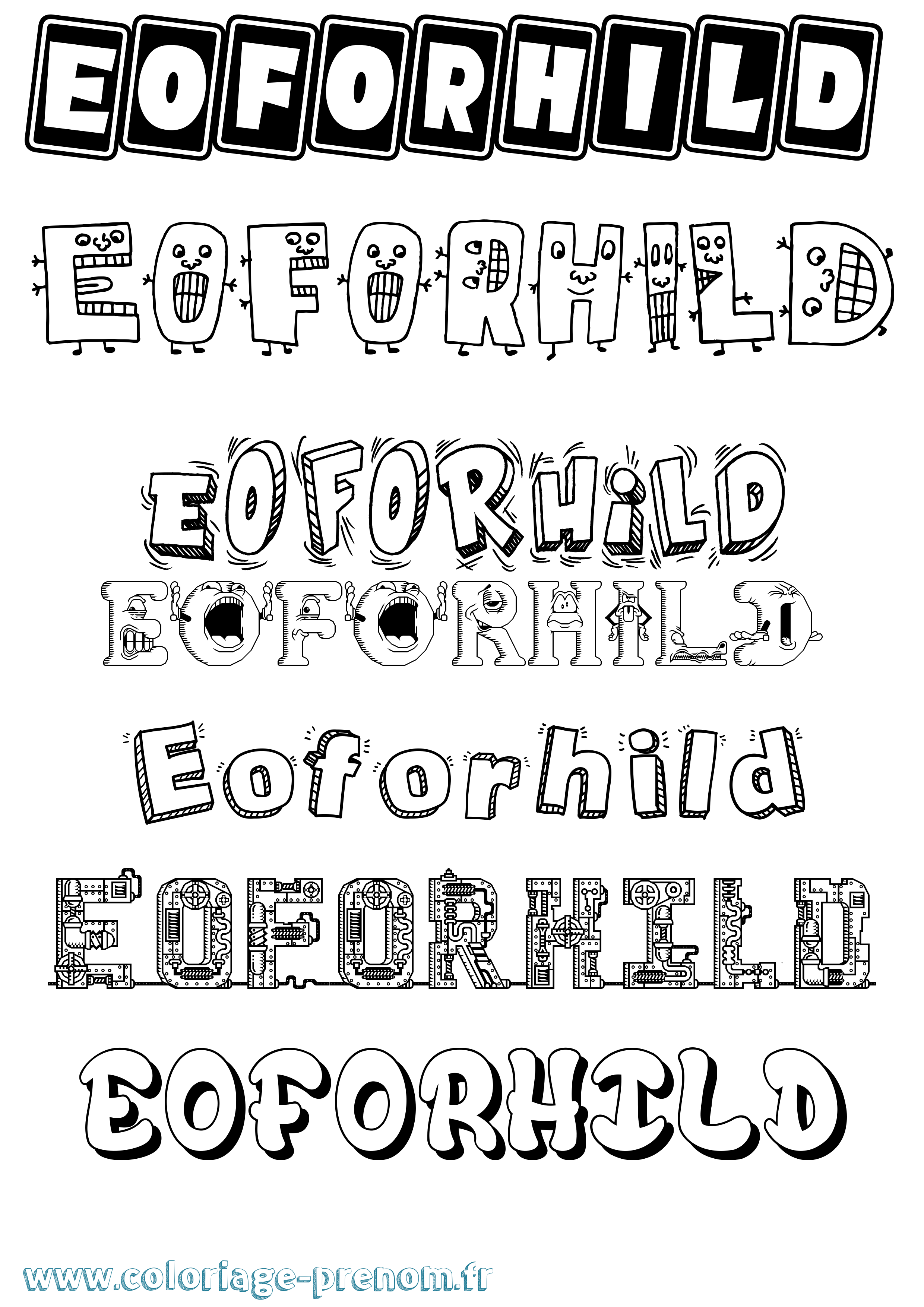 Coloriage prénom Eoforhild Fun