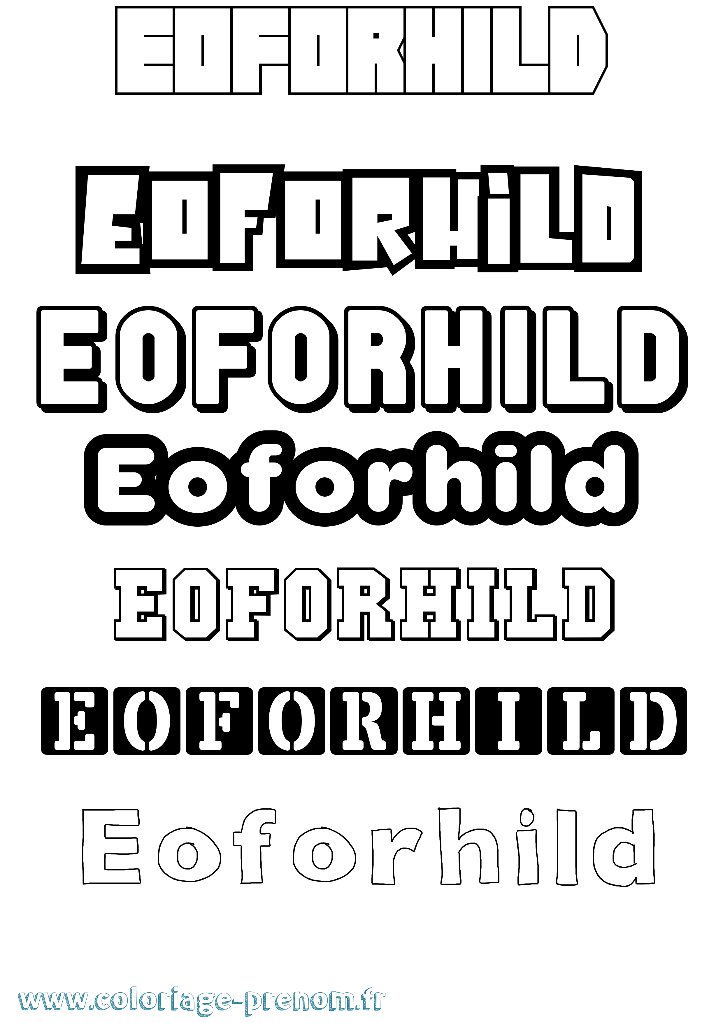 Coloriage prénom Eoforhild Simple