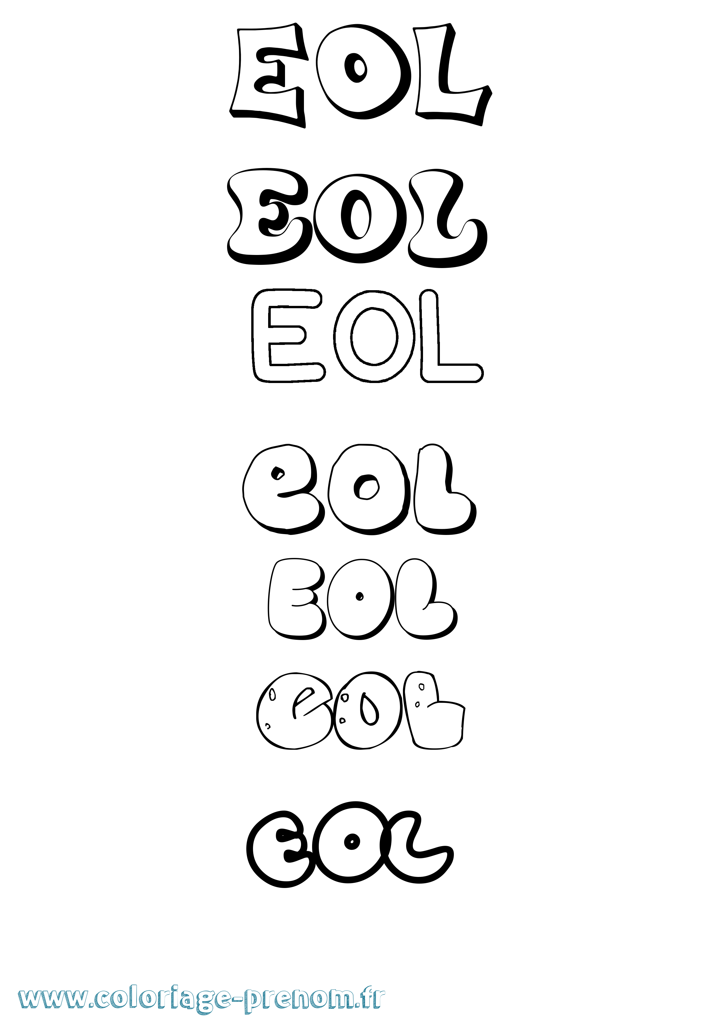 Coloriage prénom Eol Bubble