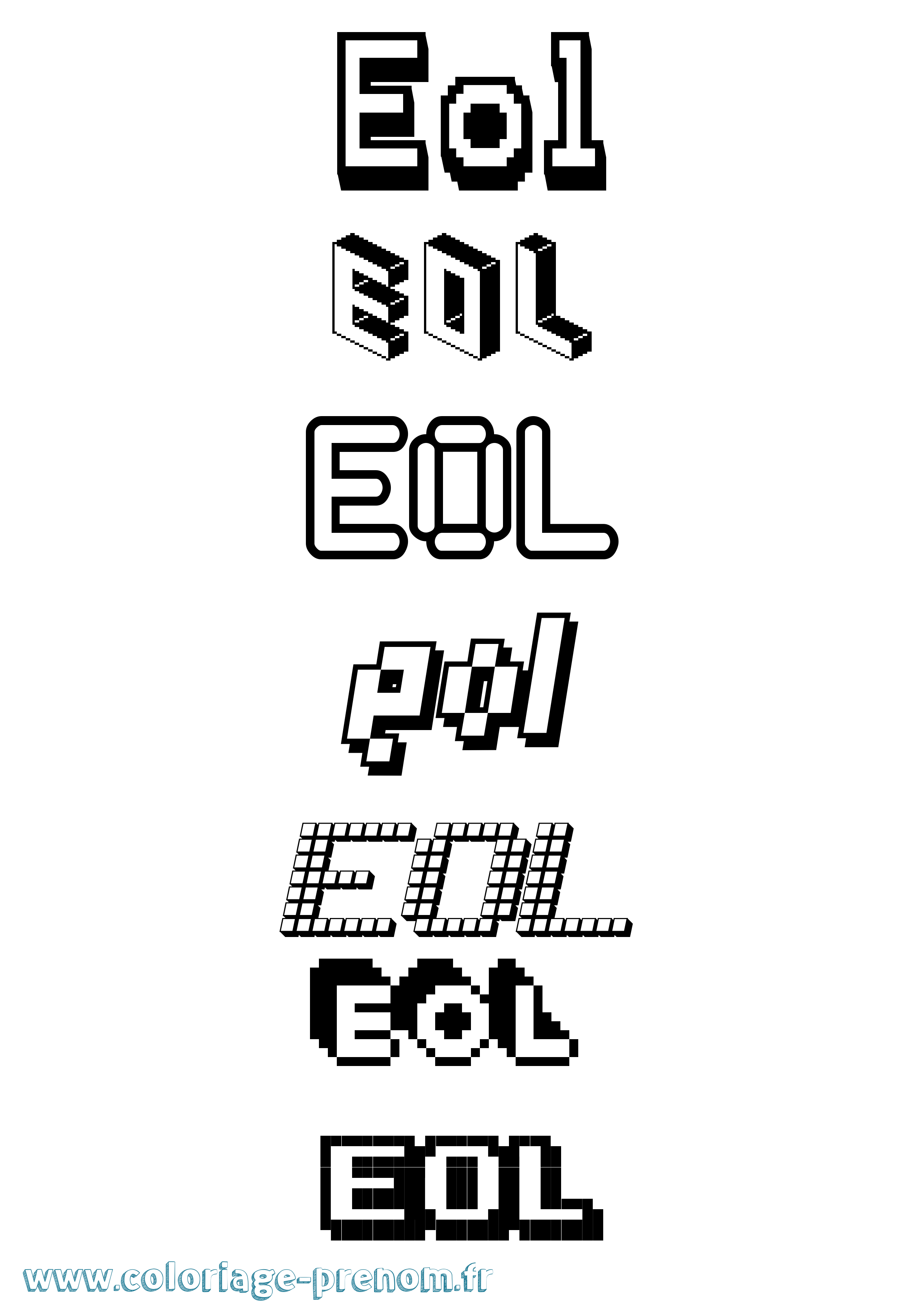Coloriage prénom Eol Pixel
