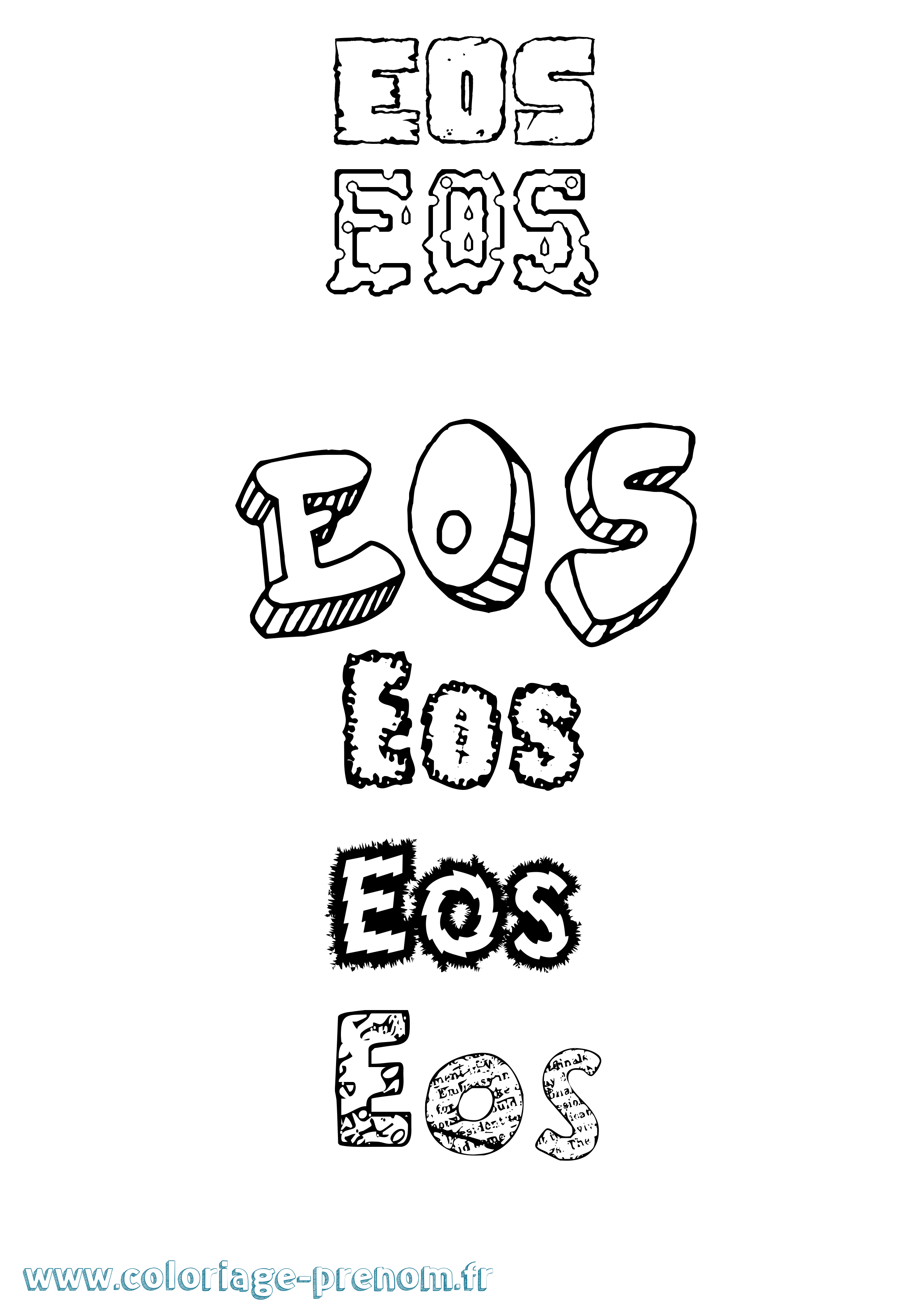 Coloriage Eos Destructuré Coloriage prénom Eos Destructuré