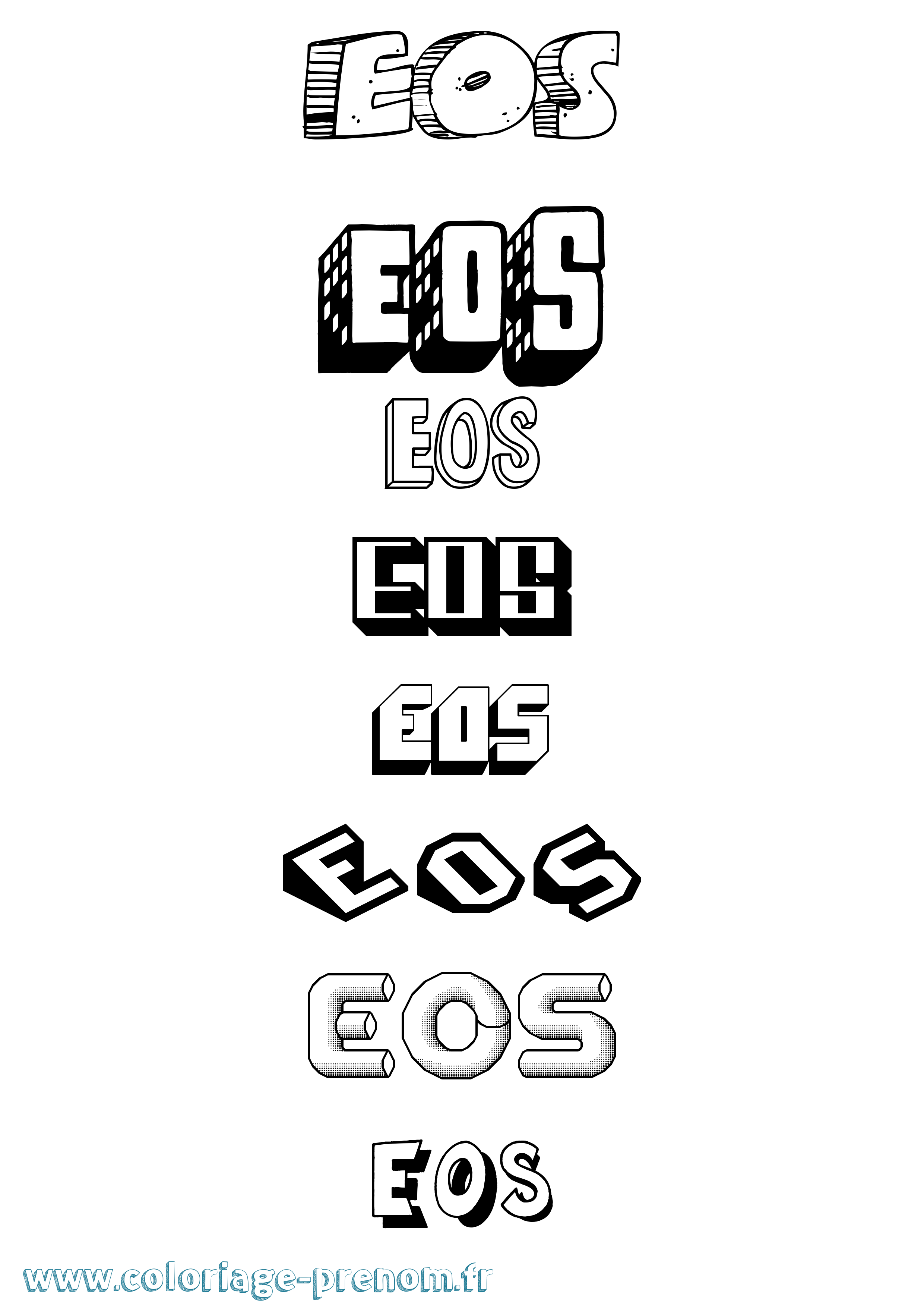 Coloriage Eos Effet 3D Coloriage prénom Eos Effet 3D