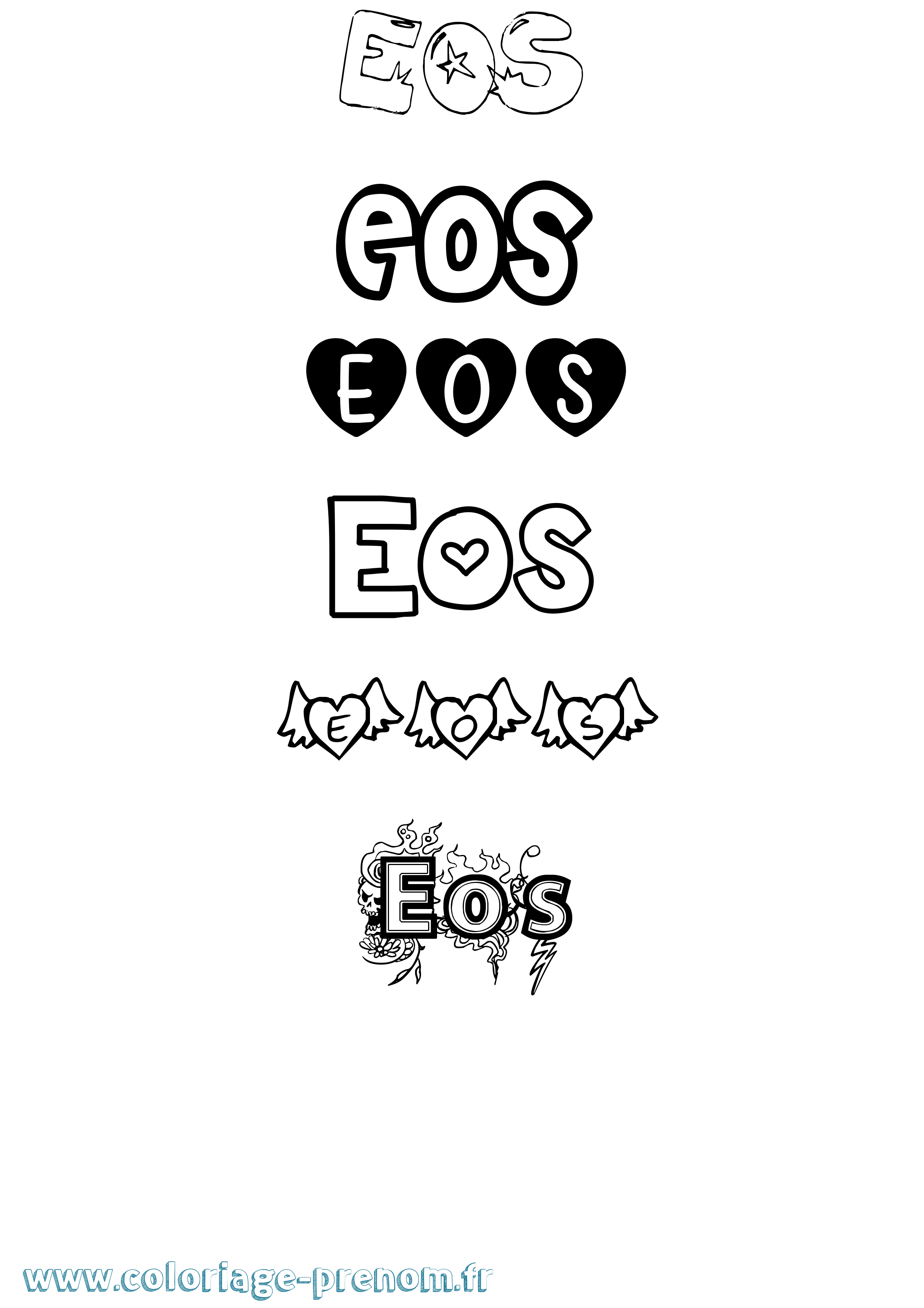 Coloriage Eos Girly Coloriage prénom Eos Girly