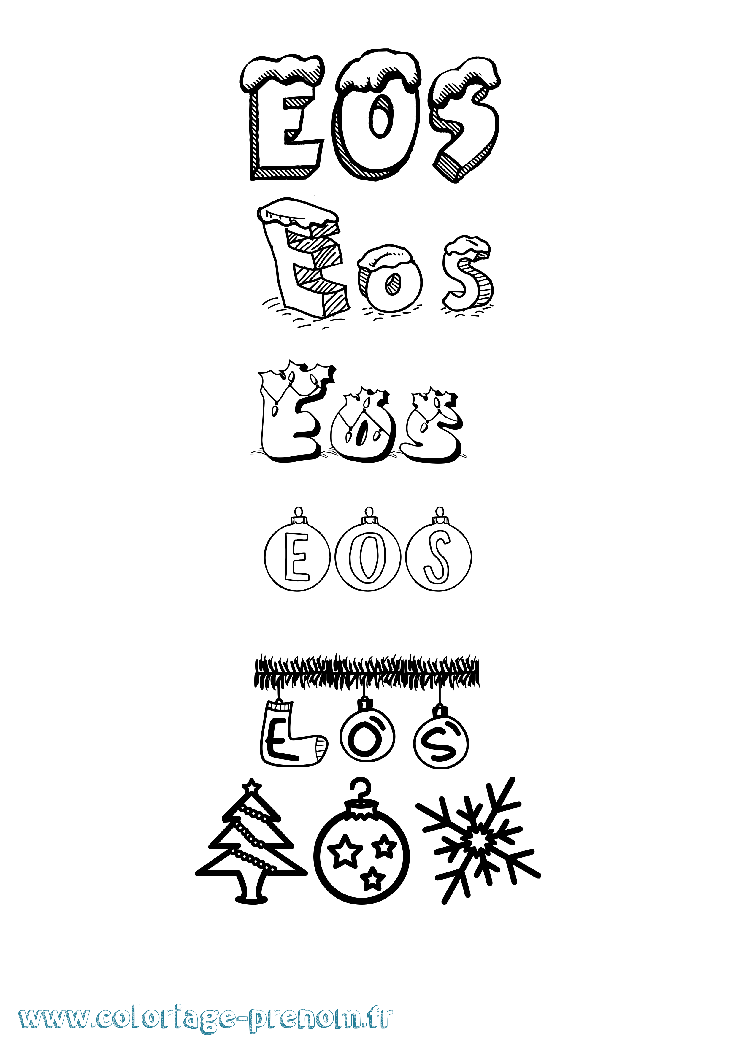 Coloriage Eos Noël Coloriage prénom Eos Noël