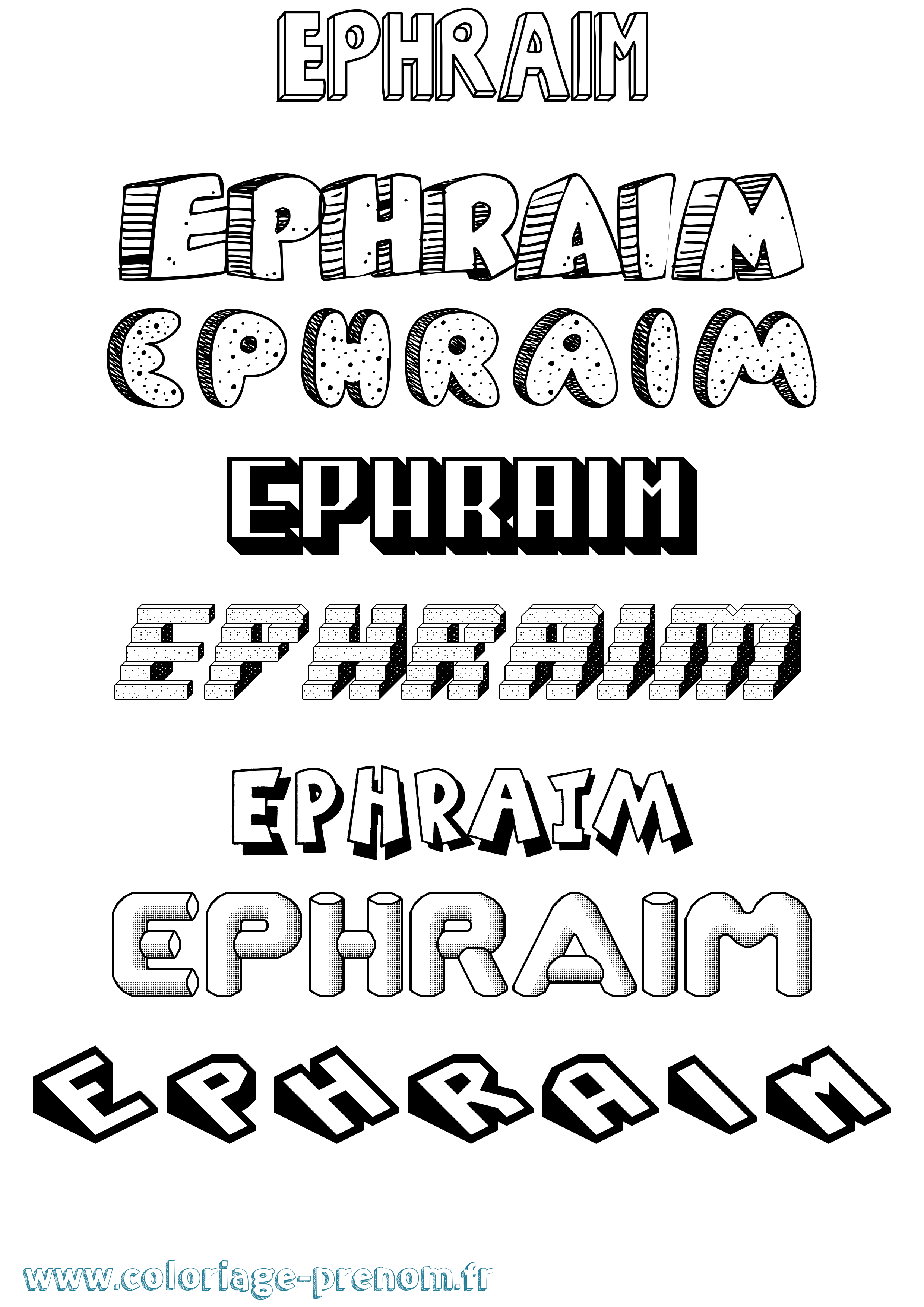 Coloriage Ephraim Effet 3D Coloriage prénom Ephraim Effet 3D