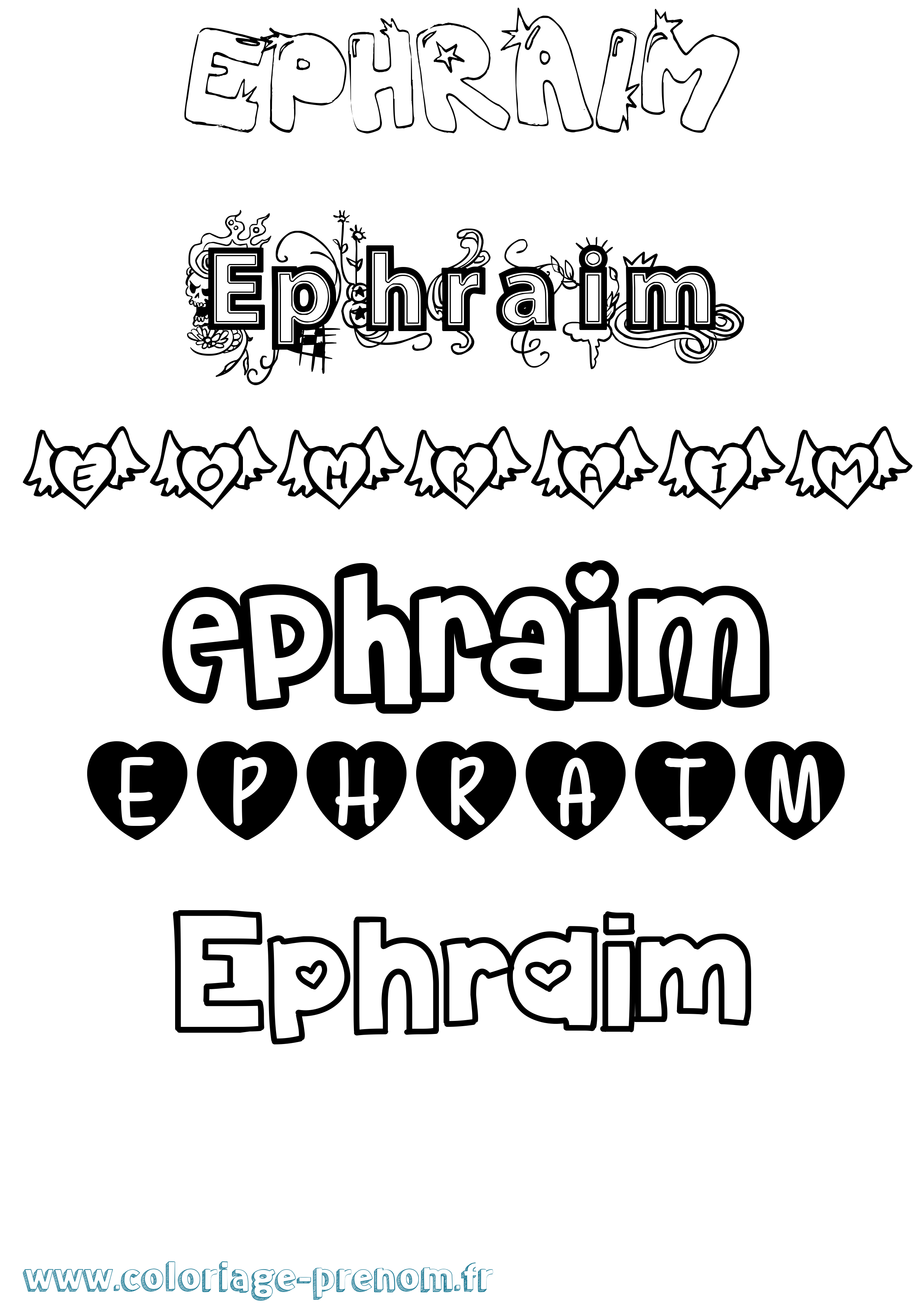 Coloriage Ephraim Girly Coloriage prénom Ephraim Girly