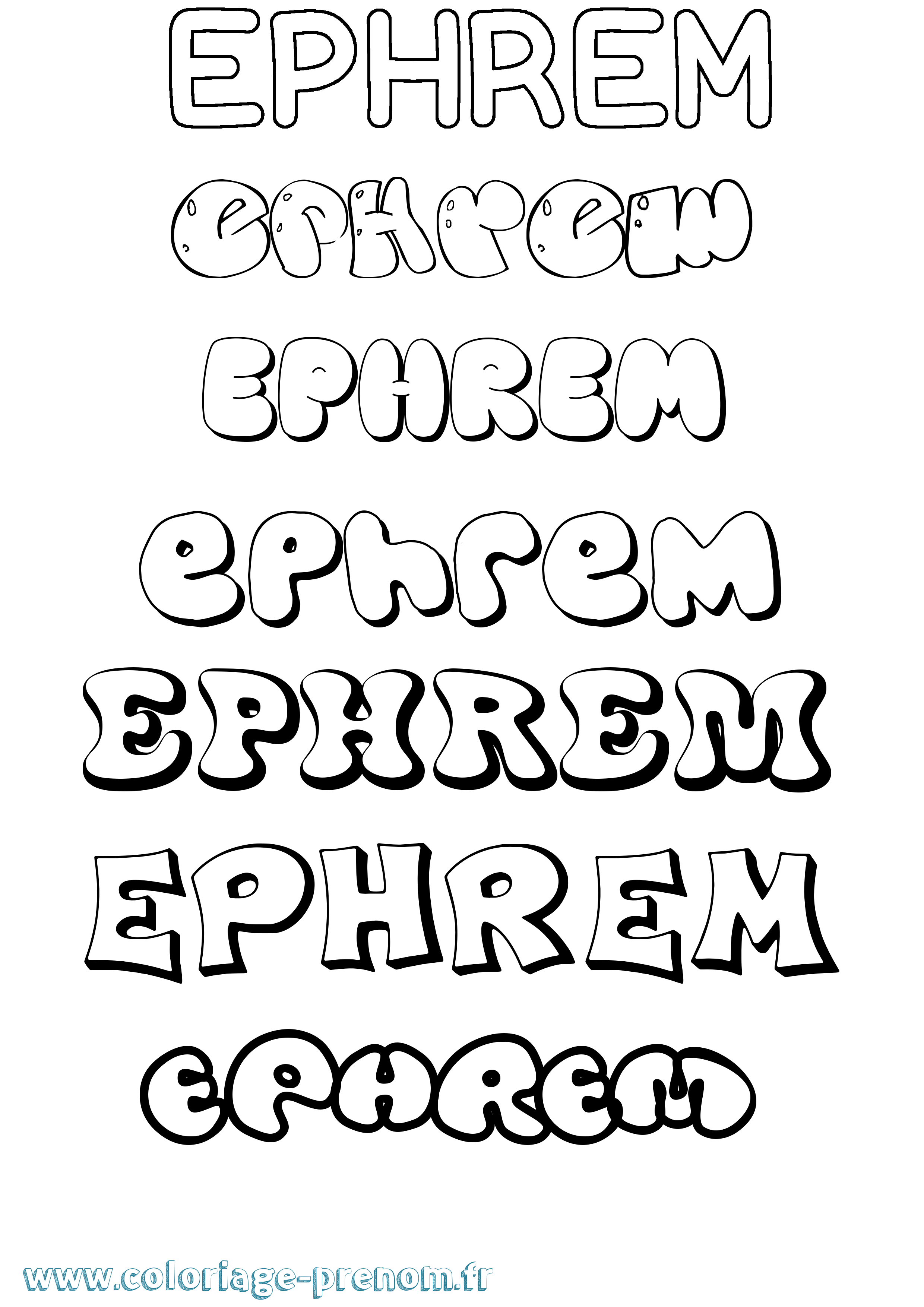 Coloriage prénom Ephrem Bubble