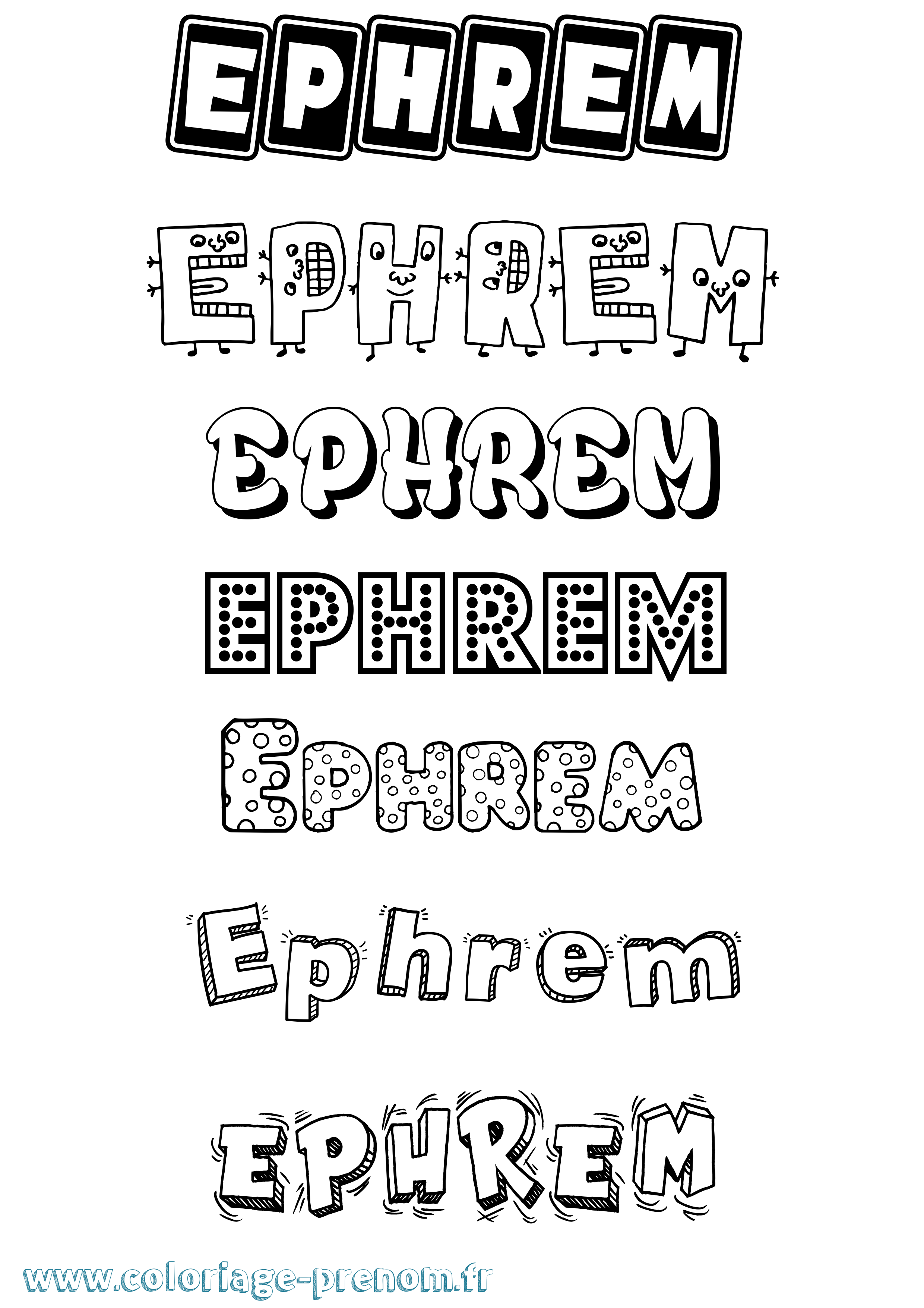 Coloriage prénom Ephrem Fun