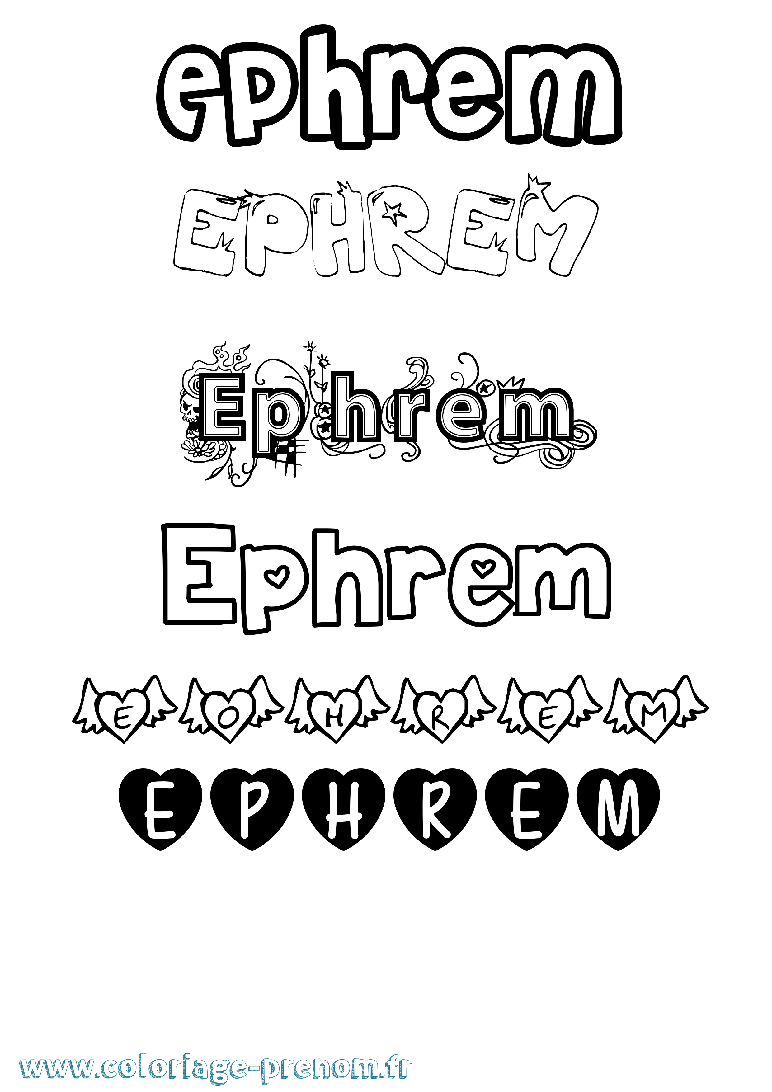 Coloriage prénom Ephrem Girly