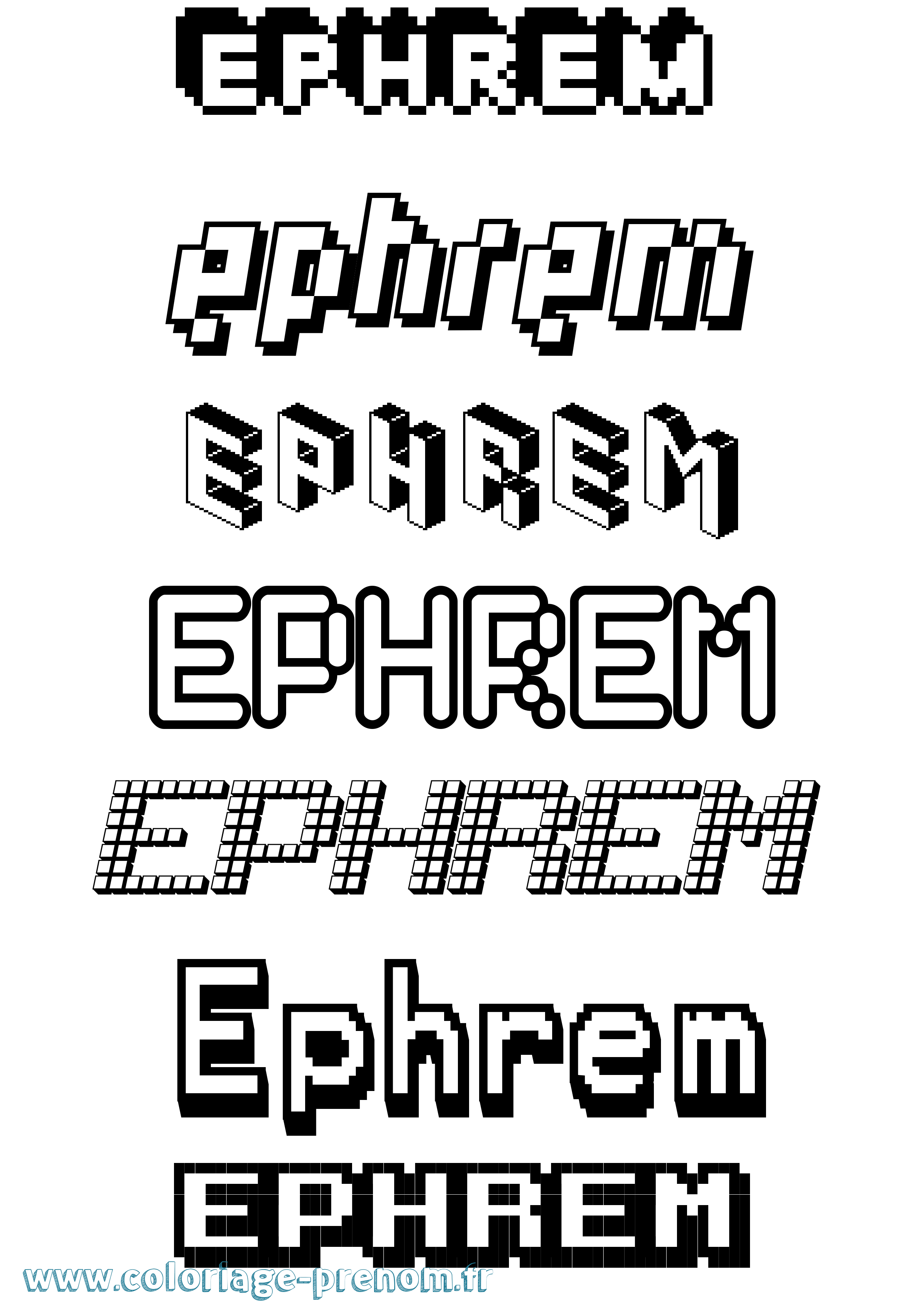 Coloriage prénom Ephrem Pixel