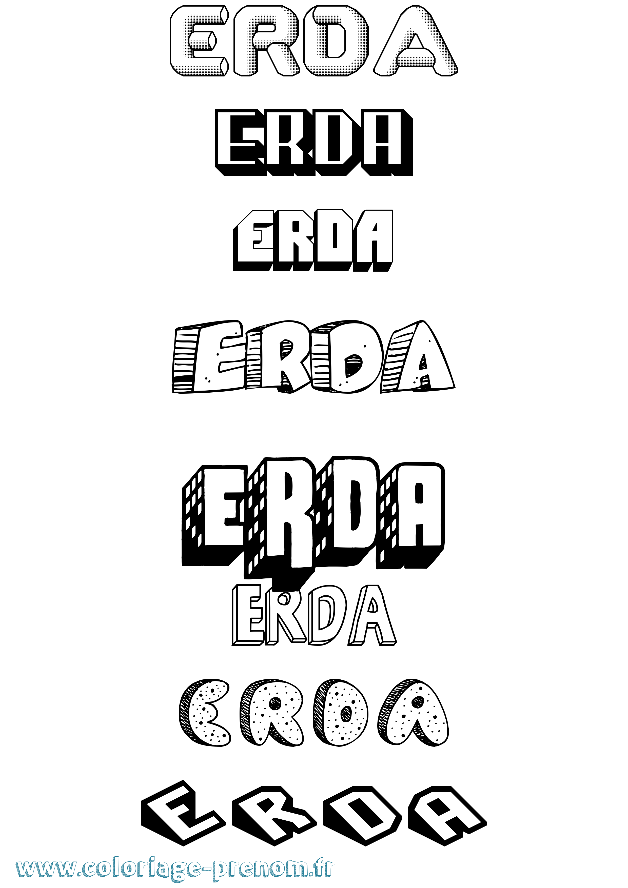Coloriage prénom Erda Effet 3D