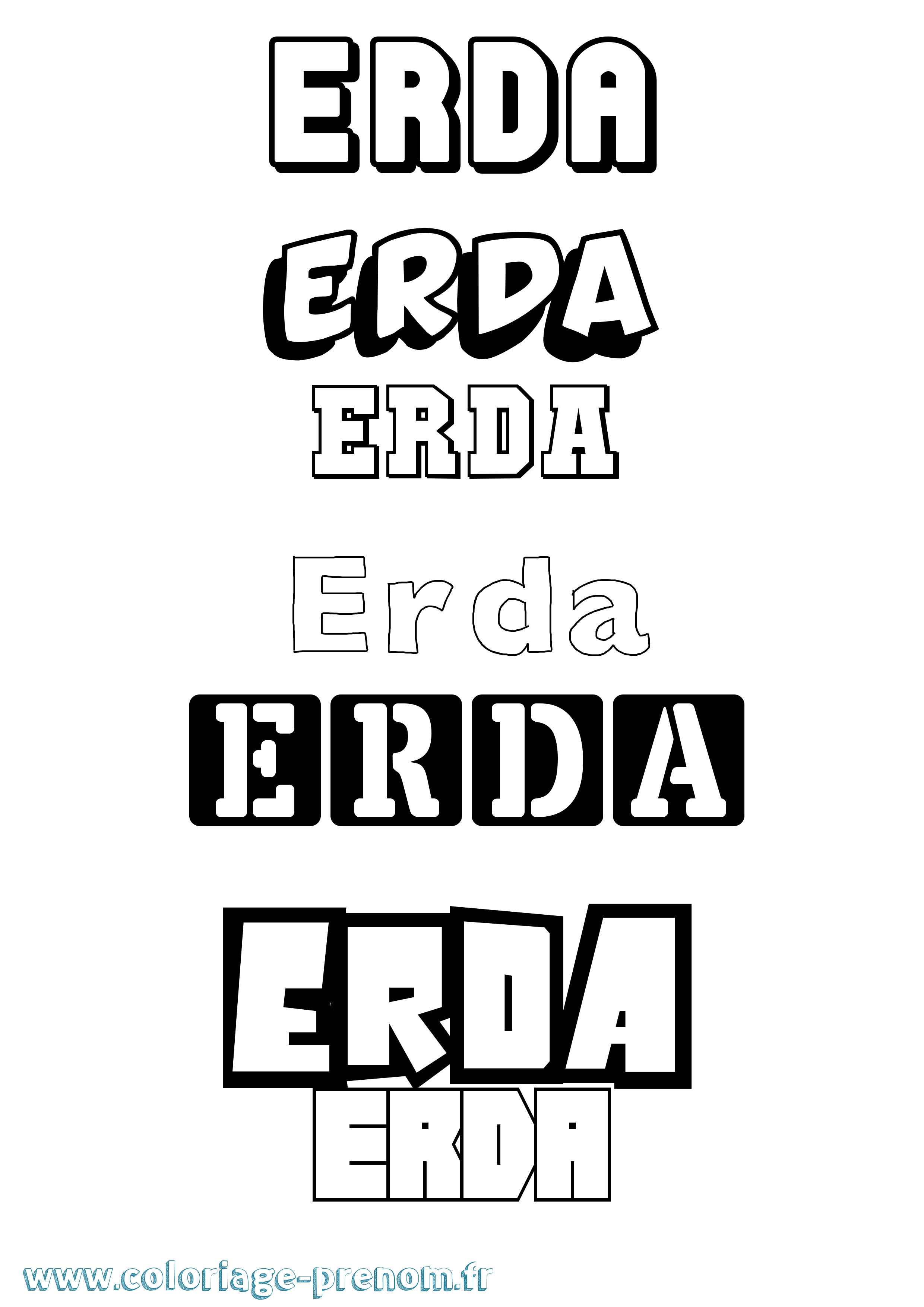 Coloriage prénom Erda Simple