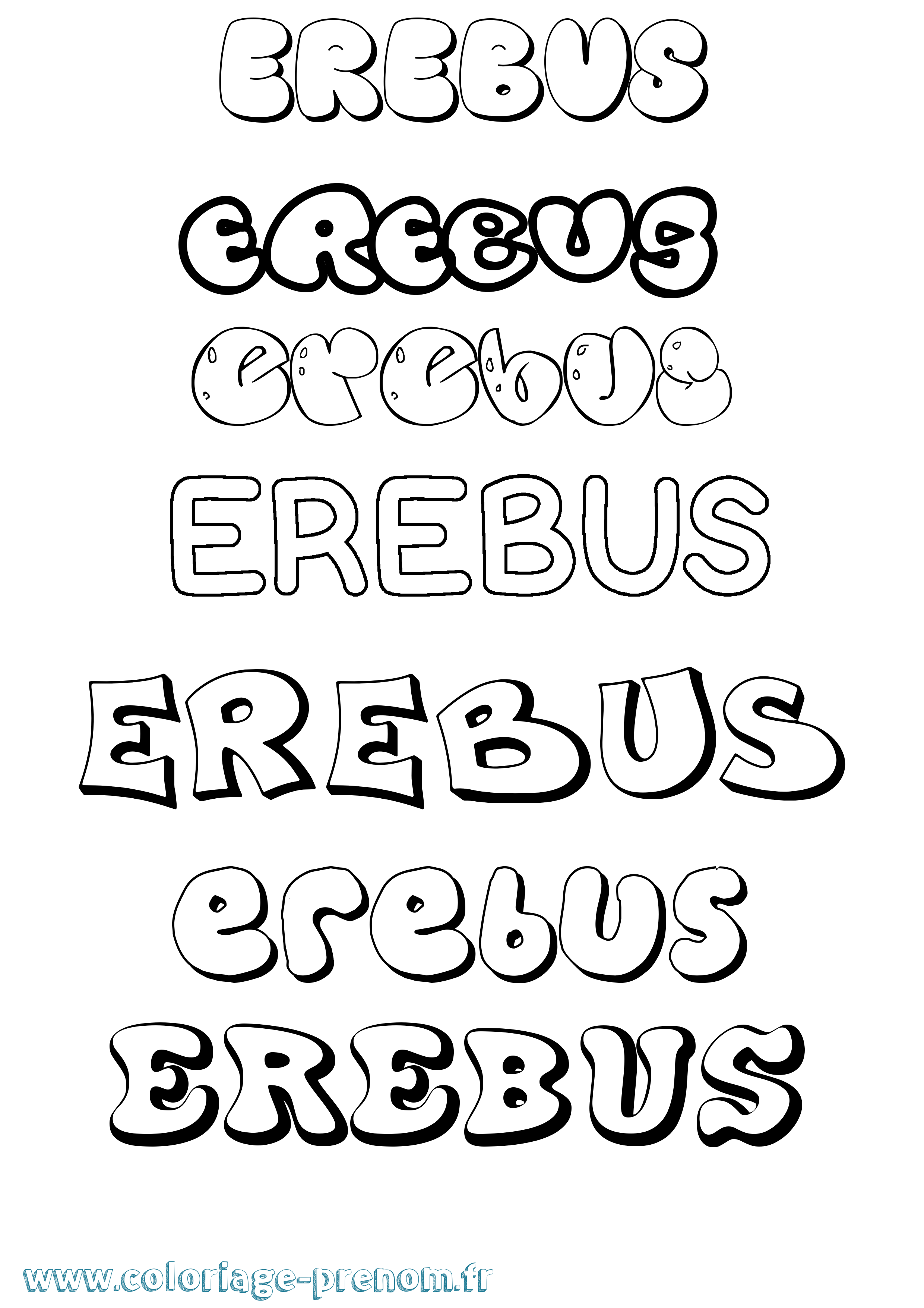 Coloriage prénom Erebus Bubble
