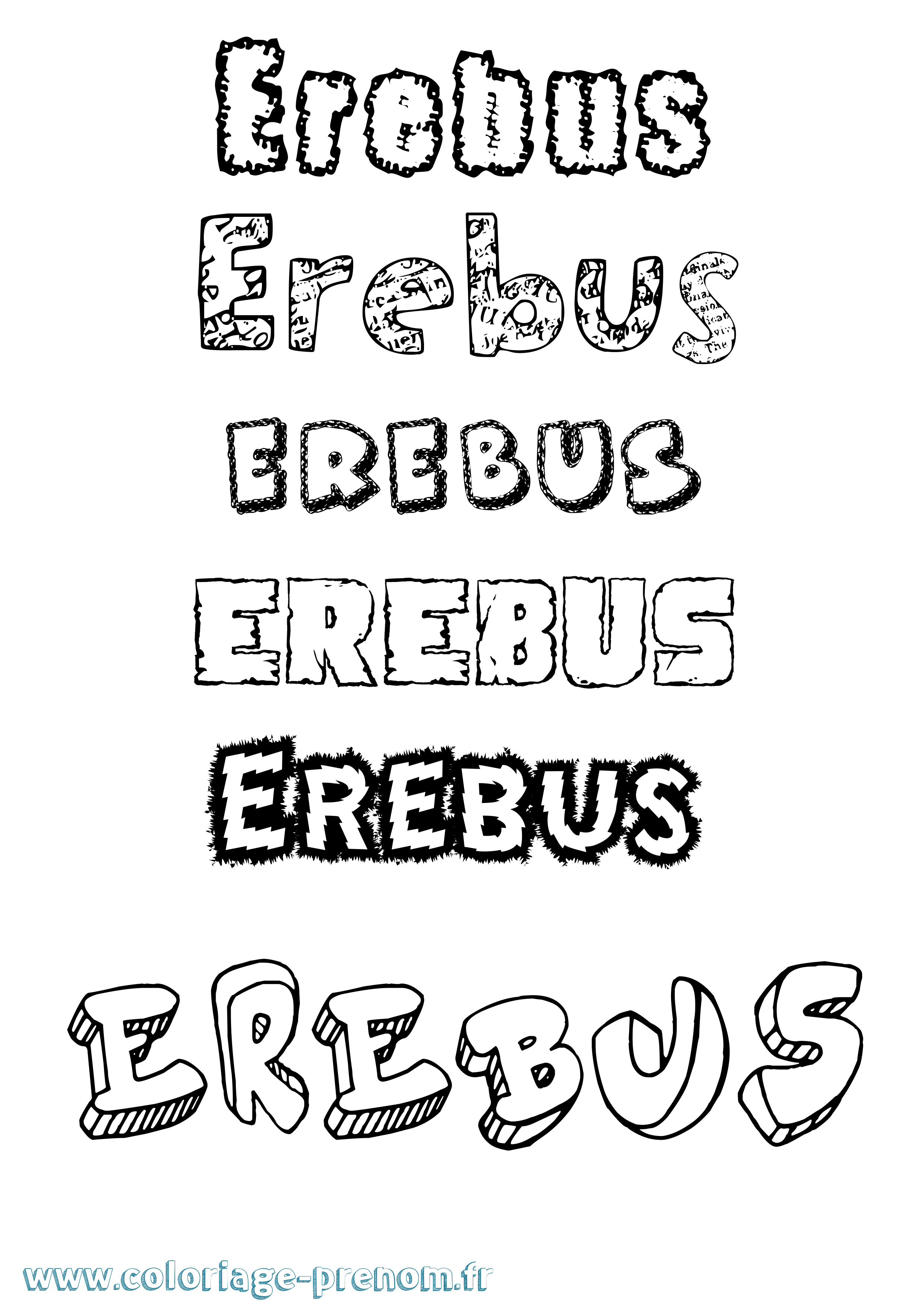 Coloriage prénom Erebus Destructuré