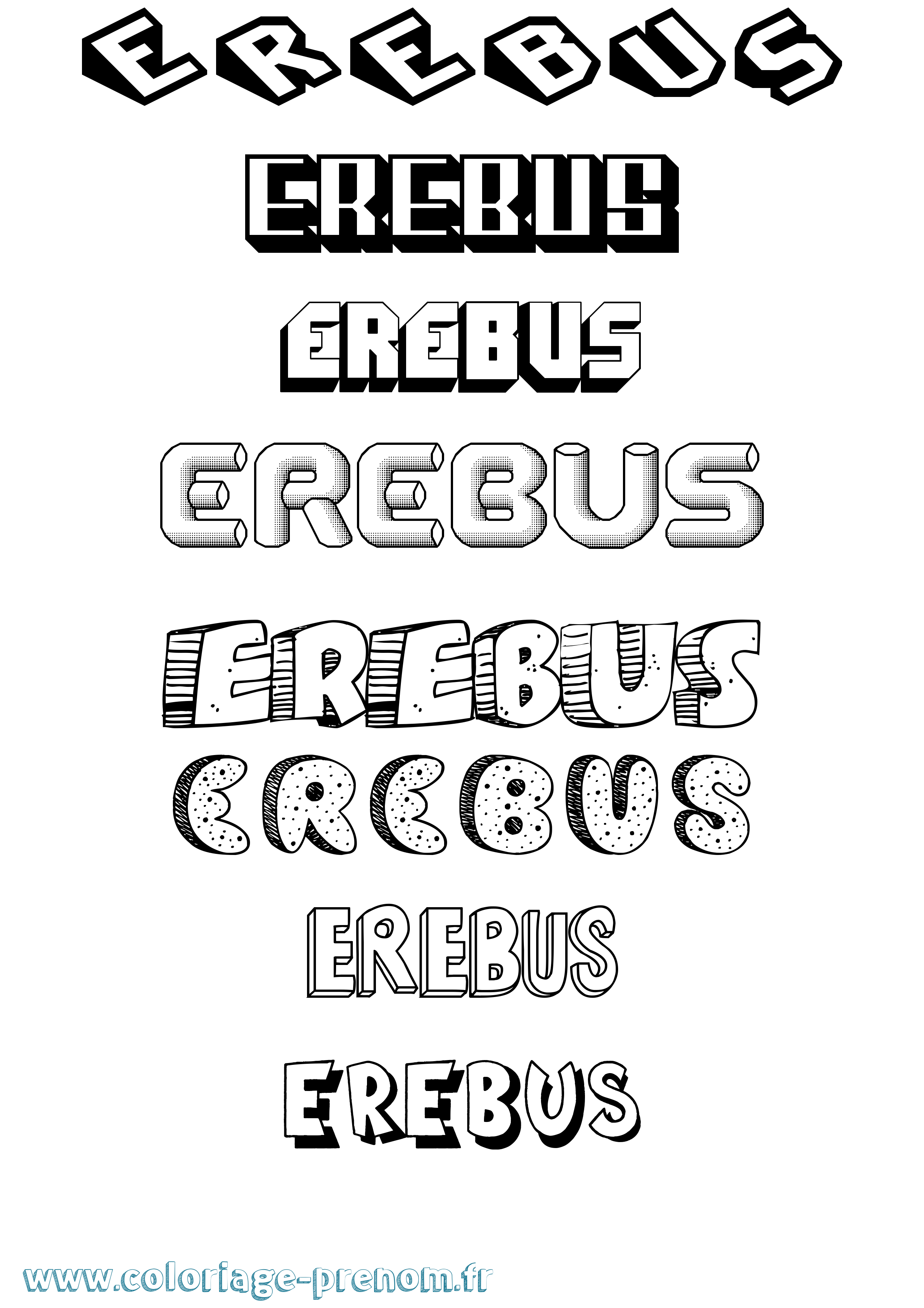 Coloriage prénom Erebus Effet 3D