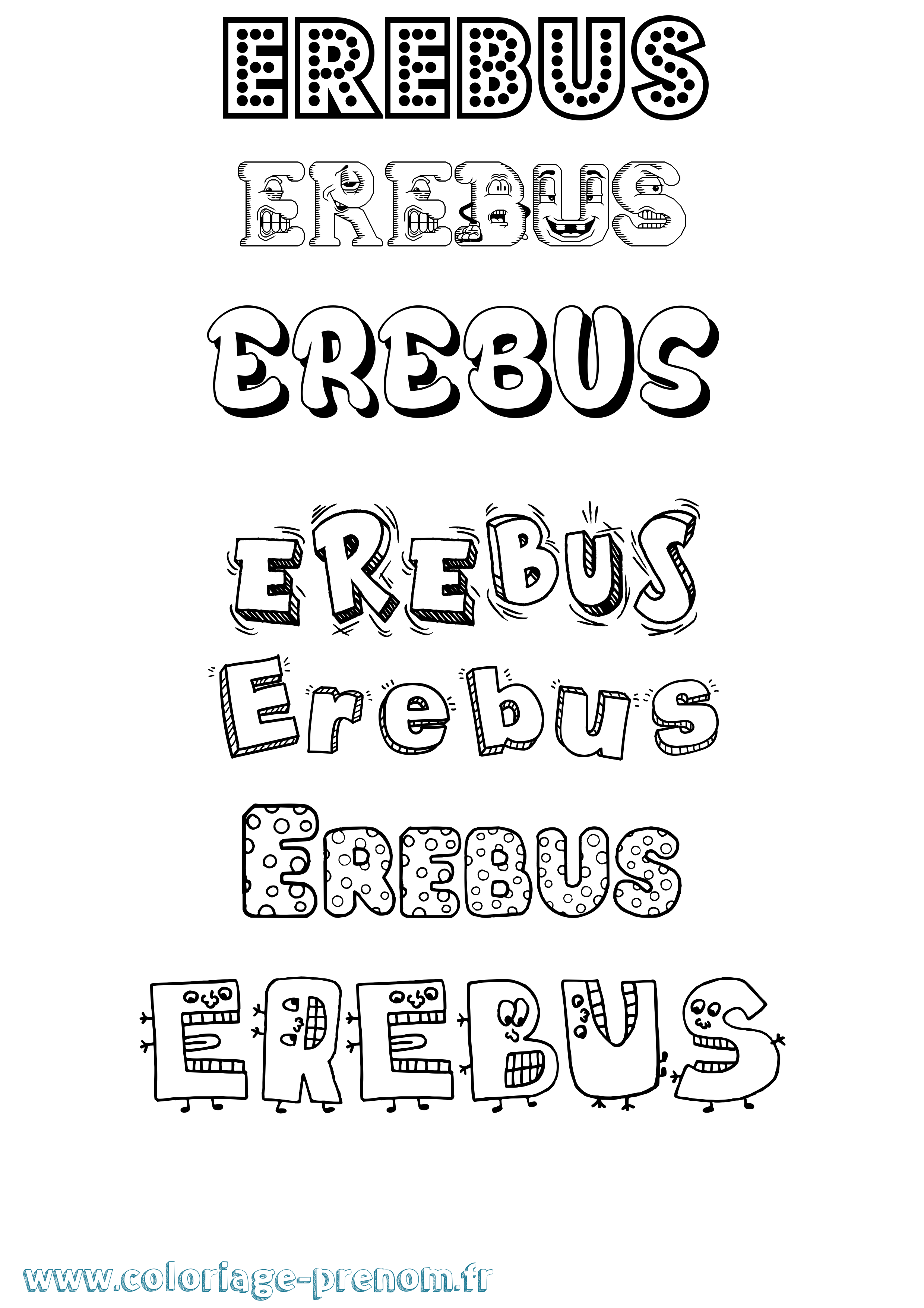 Coloriage prénom Erebus Fun