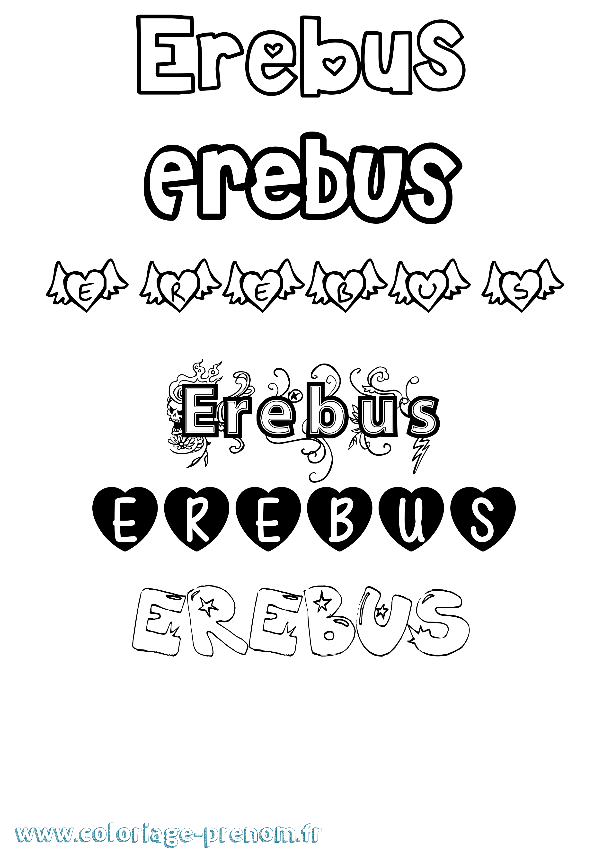 Coloriage prénom Erebus Girly