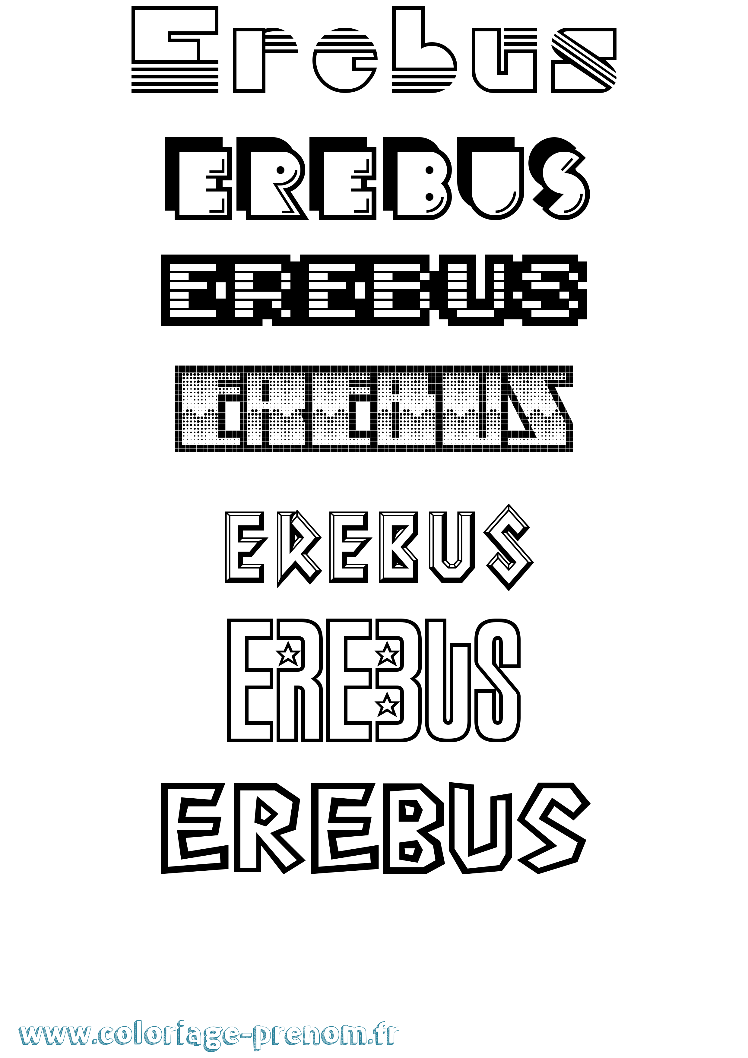 Coloriage prénom Erebus Jeux Vidéos
