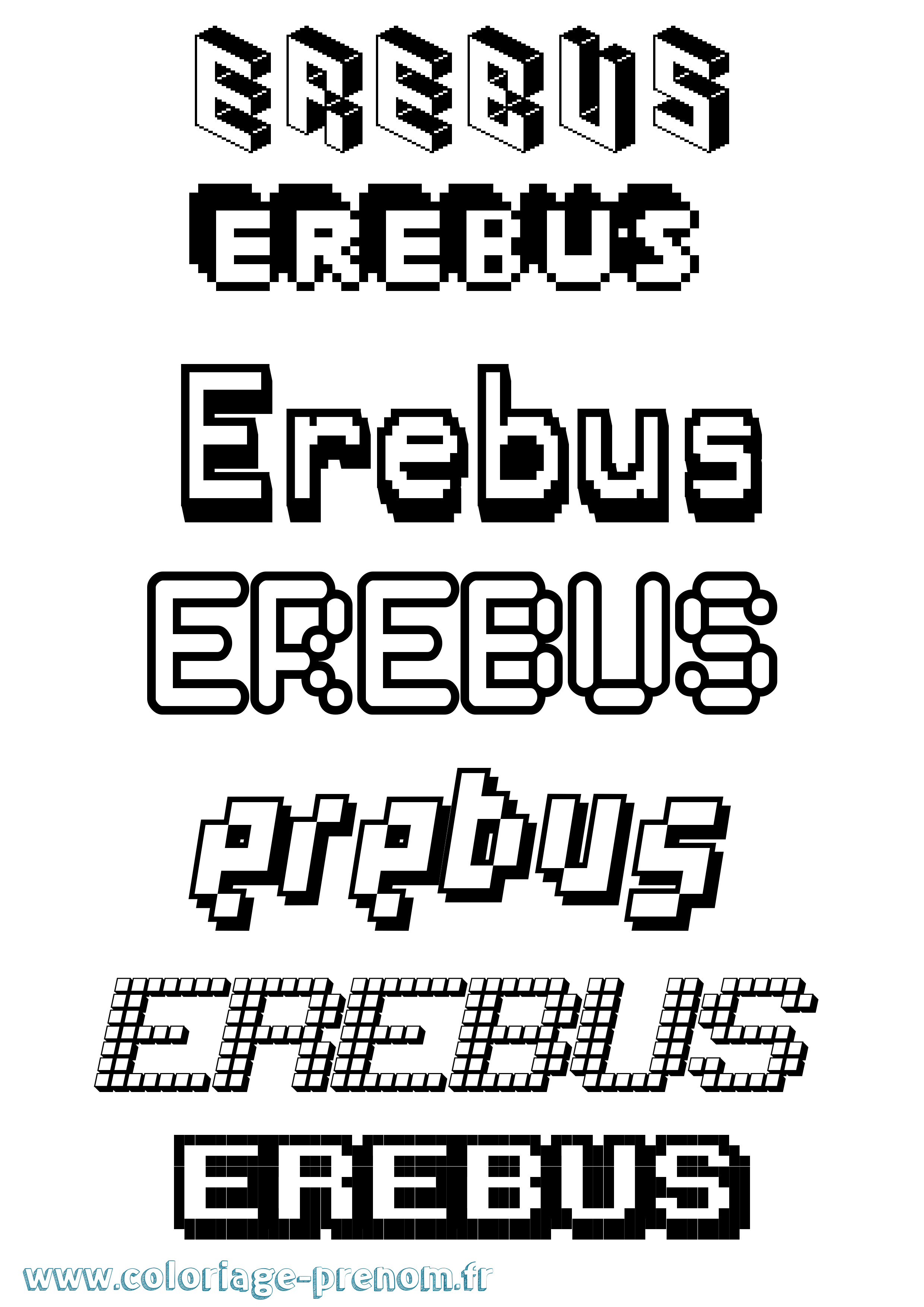 Coloriage prénom Erebus Pixel