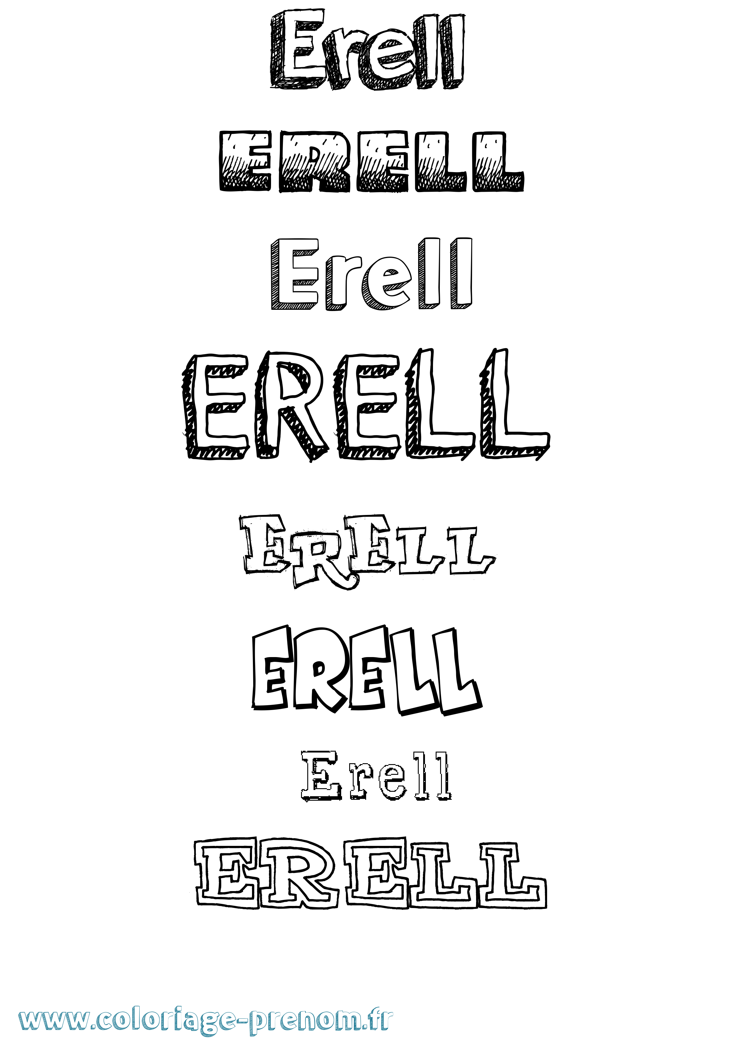 Coloriage prénom Erell Dessiné