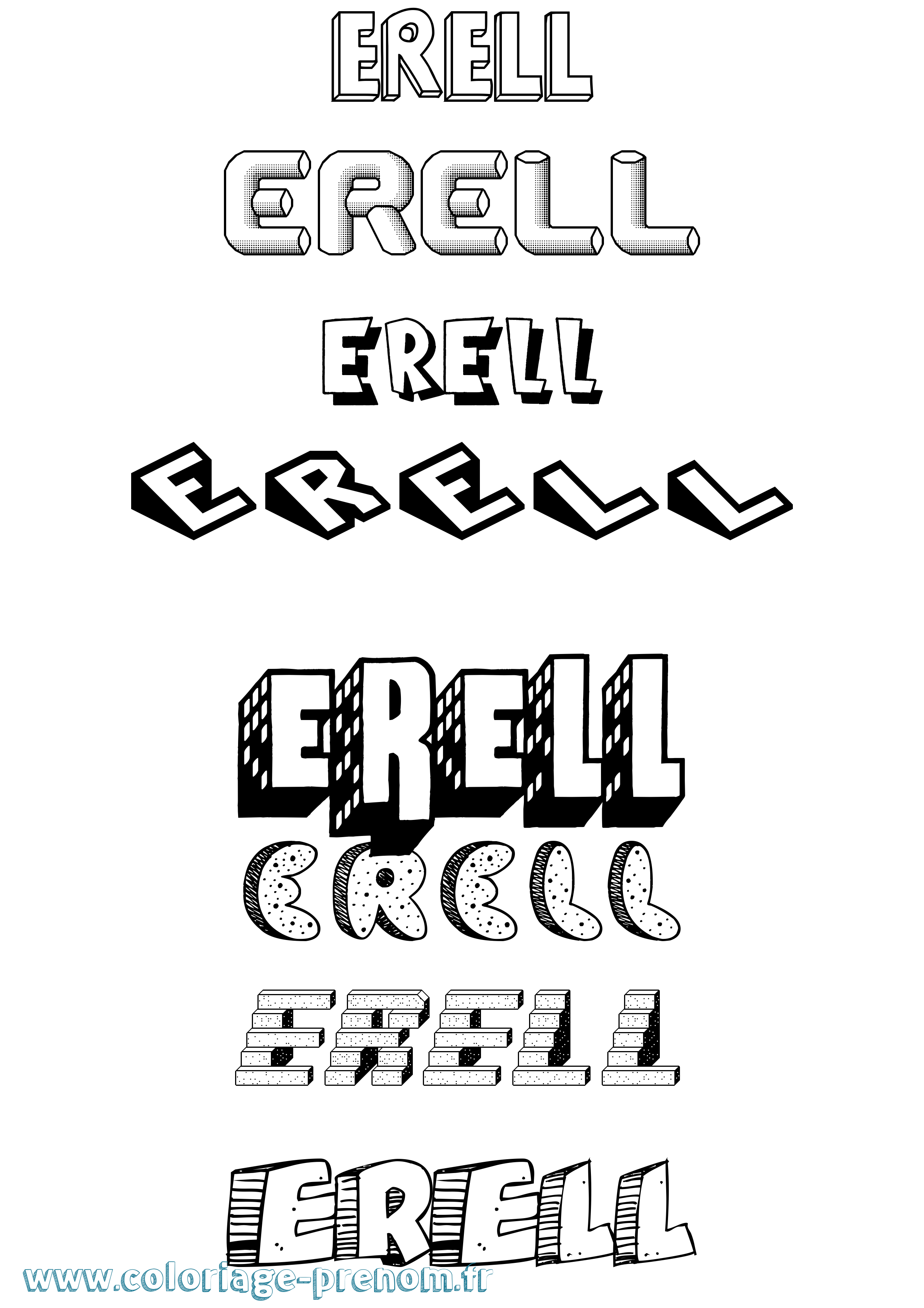 Coloriage prénom Erell Effet 3D