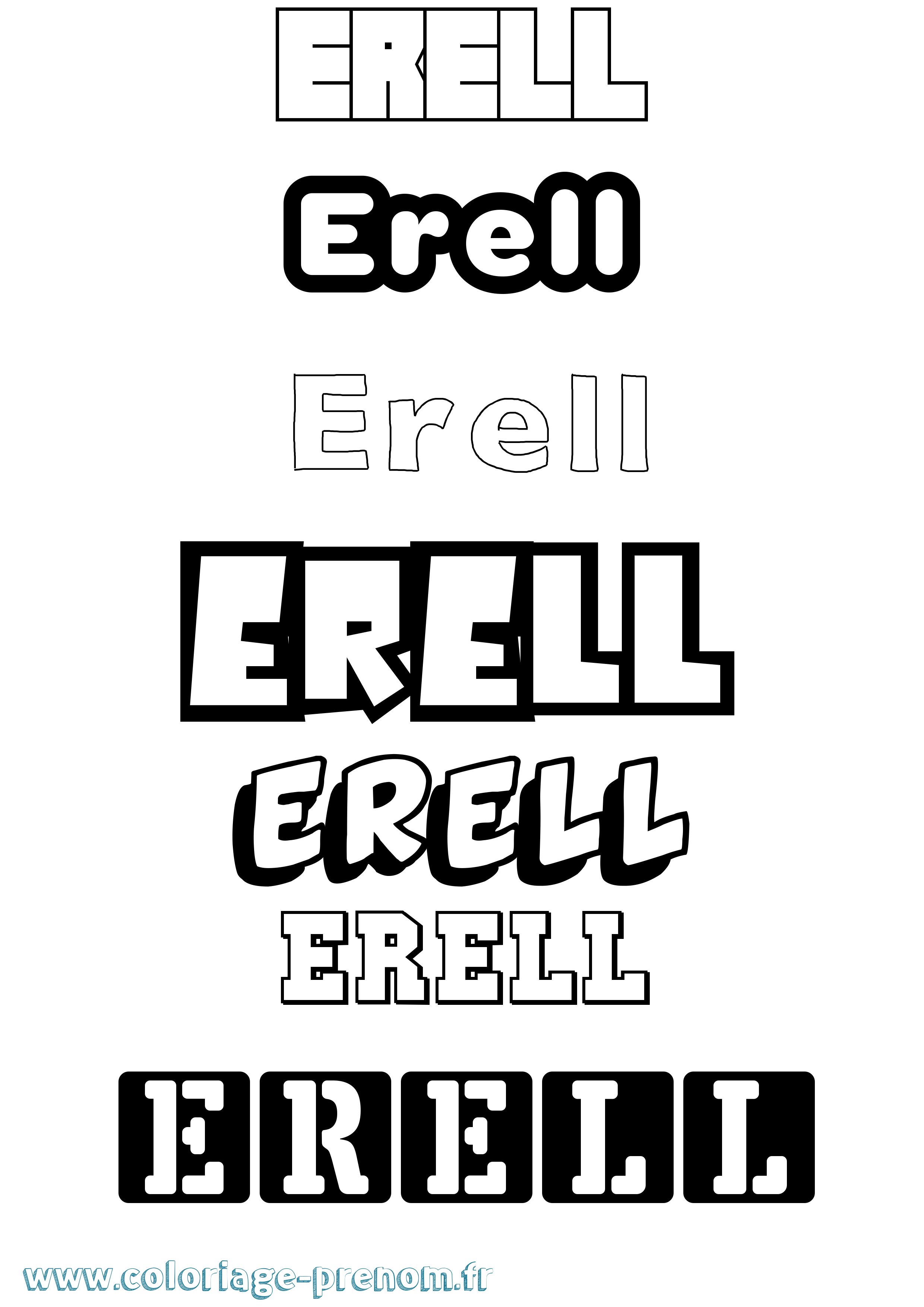 Coloriage prénom Erell Simple