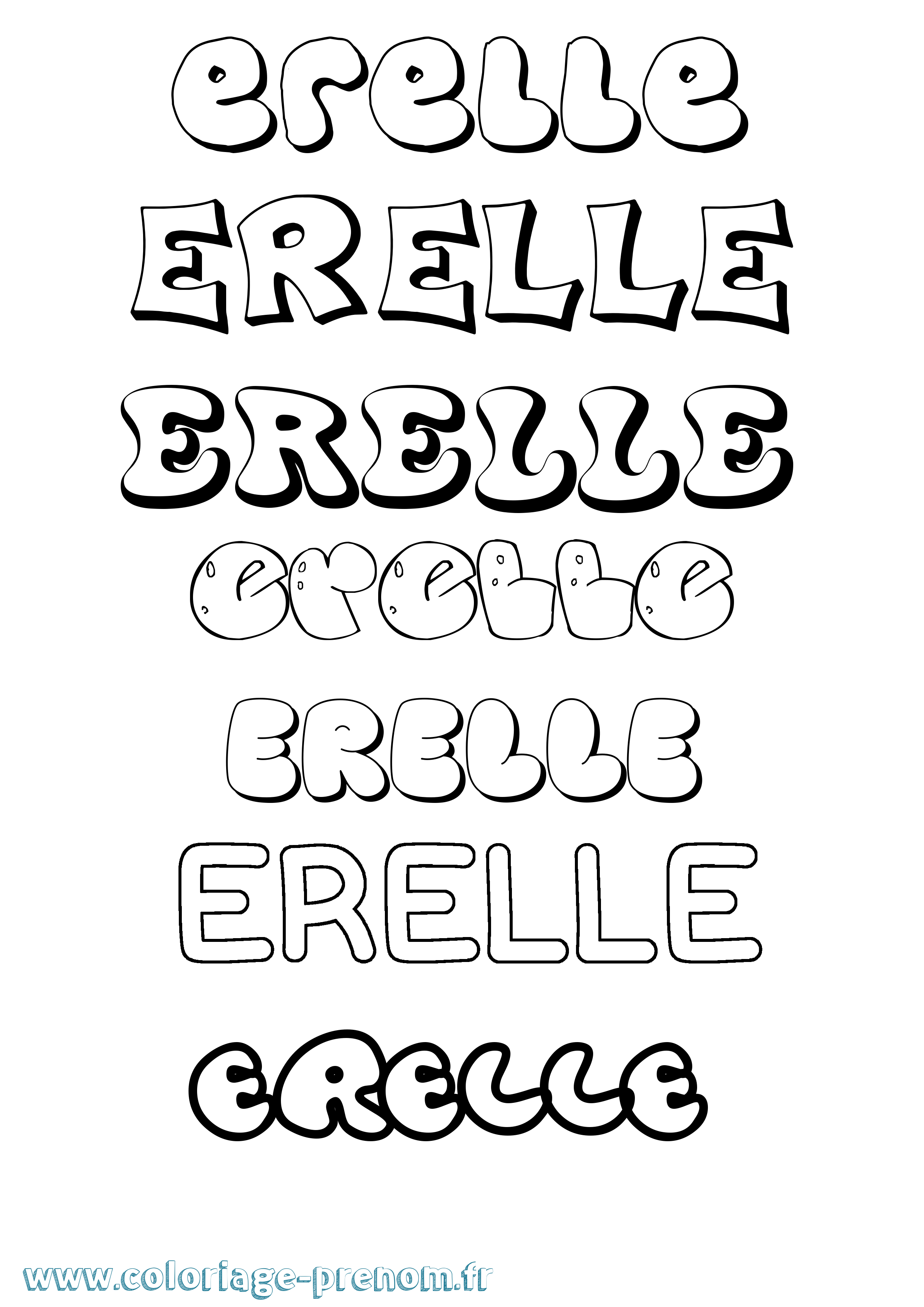 Coloriage Erelle Bubble Coloriage prénom Erelle Bubble