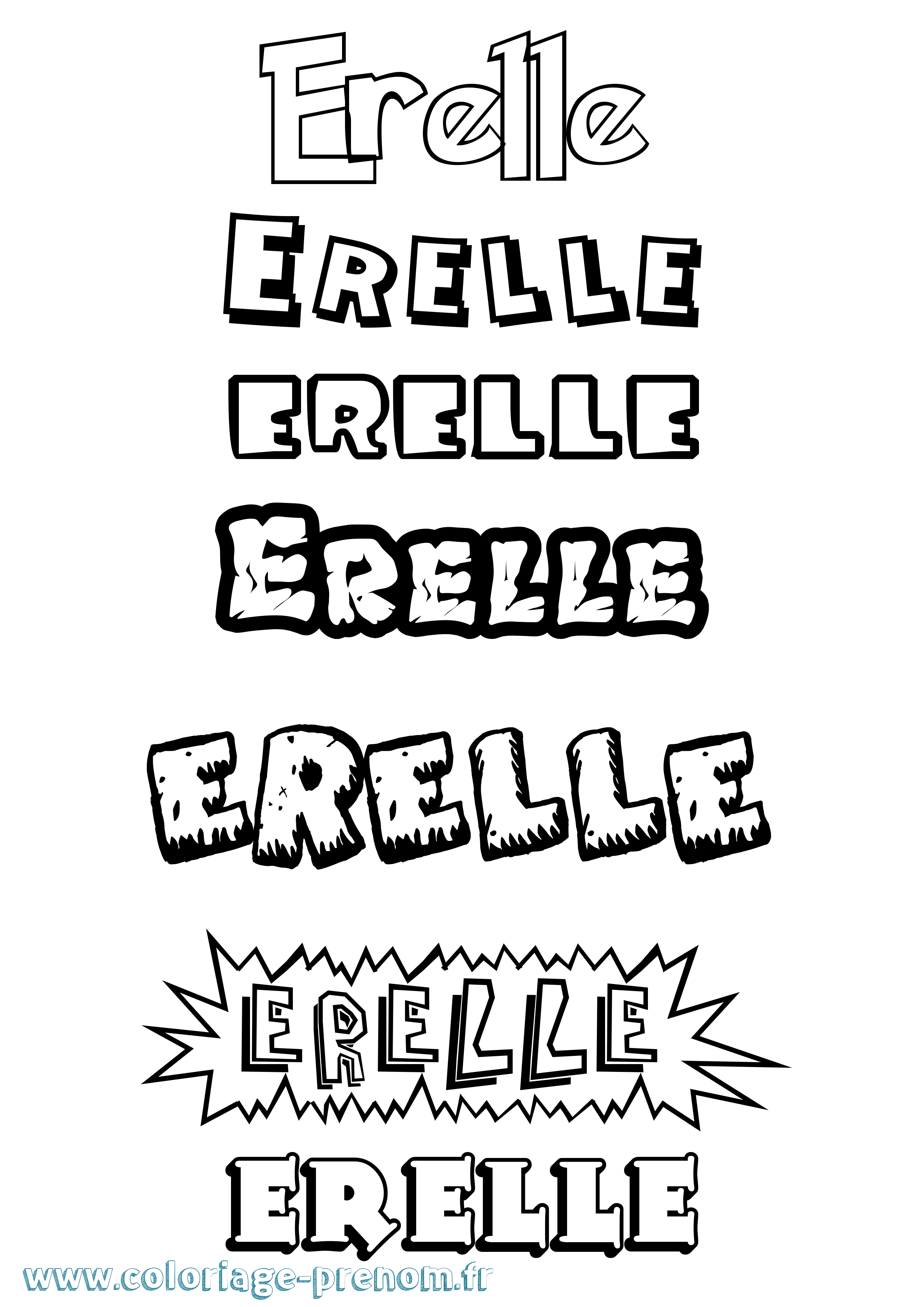 Coloriage Erelle Dessin Animé Coloriage prénom Erelle Dessin Animé
