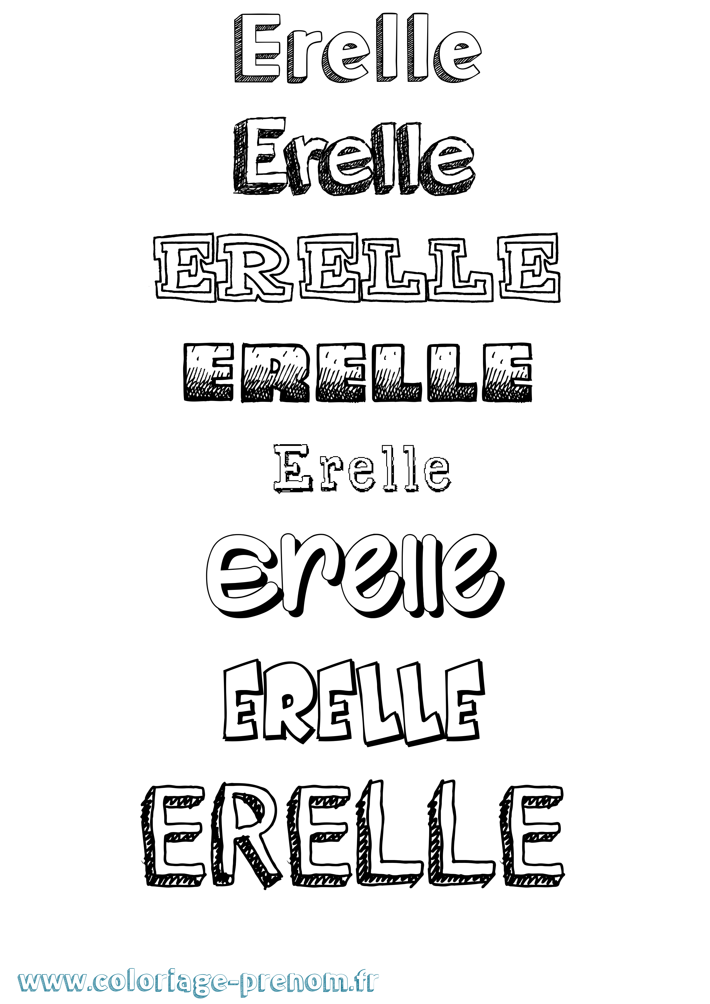 Coloriage Erelle Dessiné Coloriage prénom Erelle Dessiné