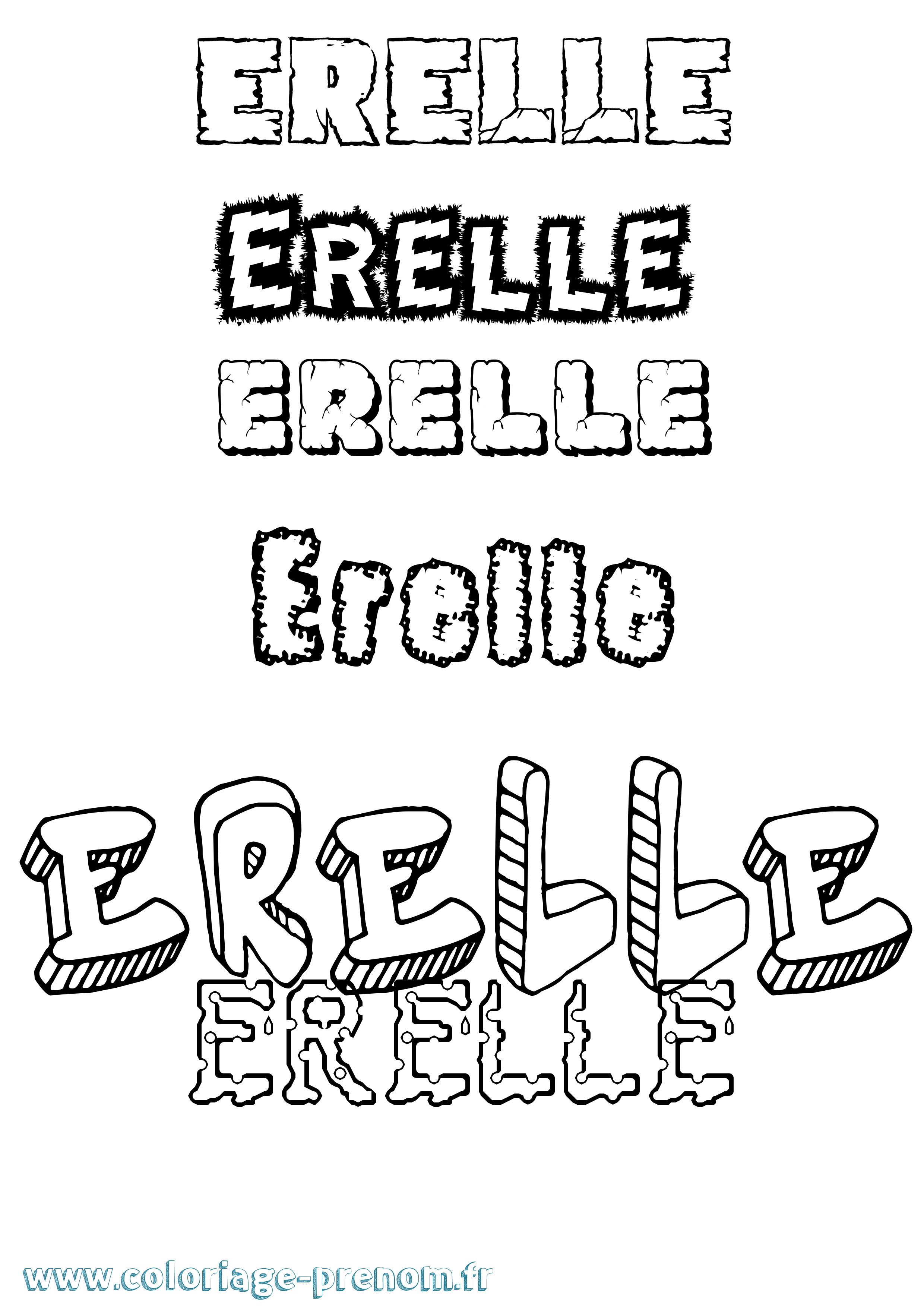 Coloriage Erelle Destructuré Coloriage prénom Erelle Destructuré
