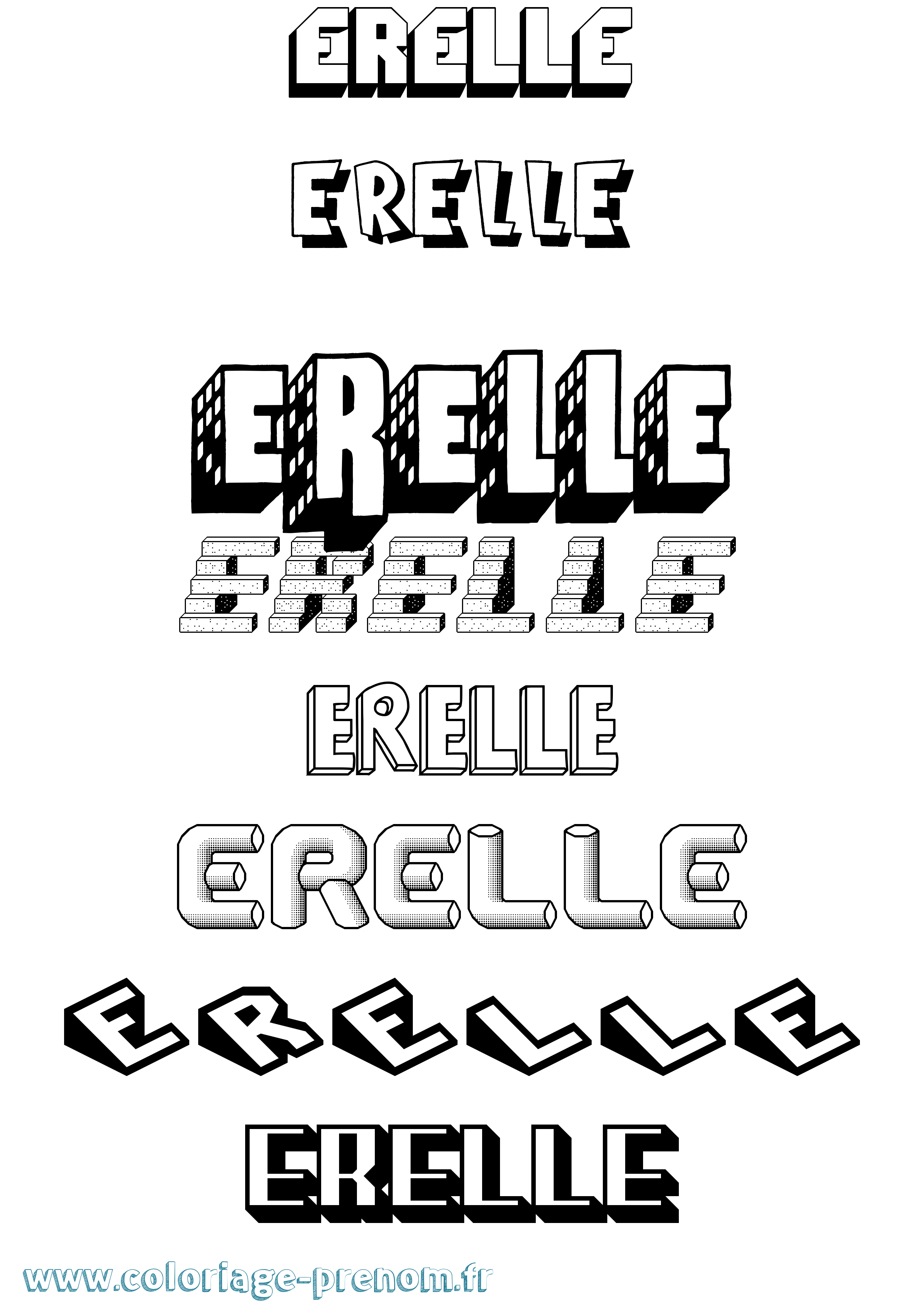 Coloriage Erelle Effet 3D Coloriage prénom Erelle Effet 3D