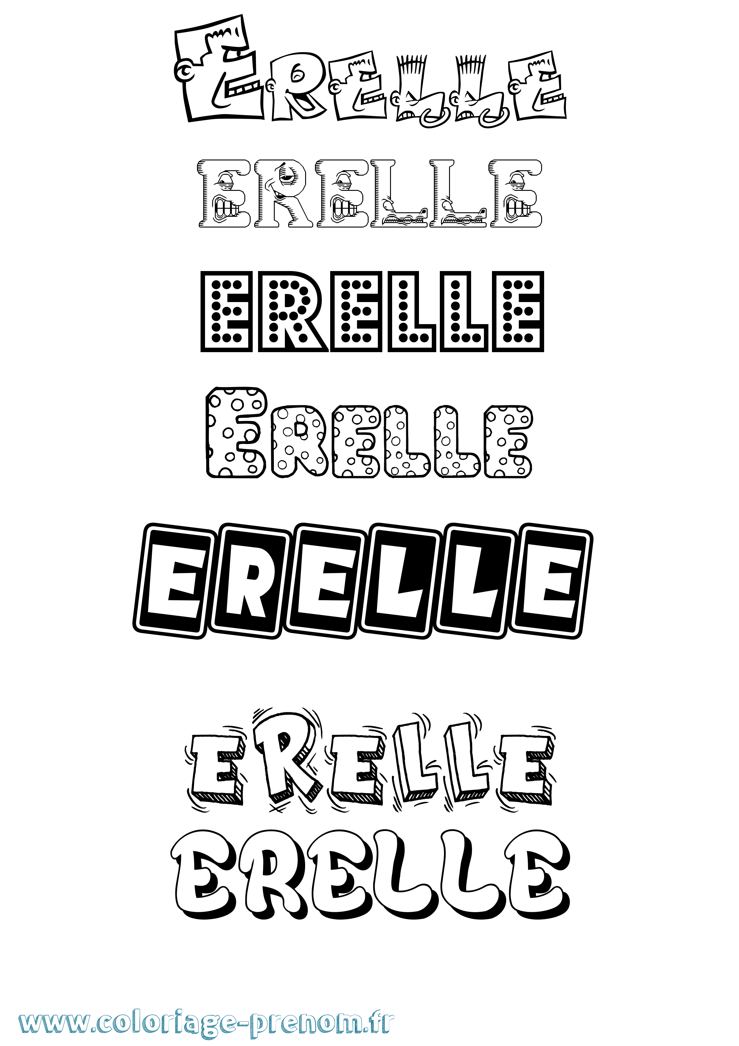 Coloriage prénom Erelle Fun