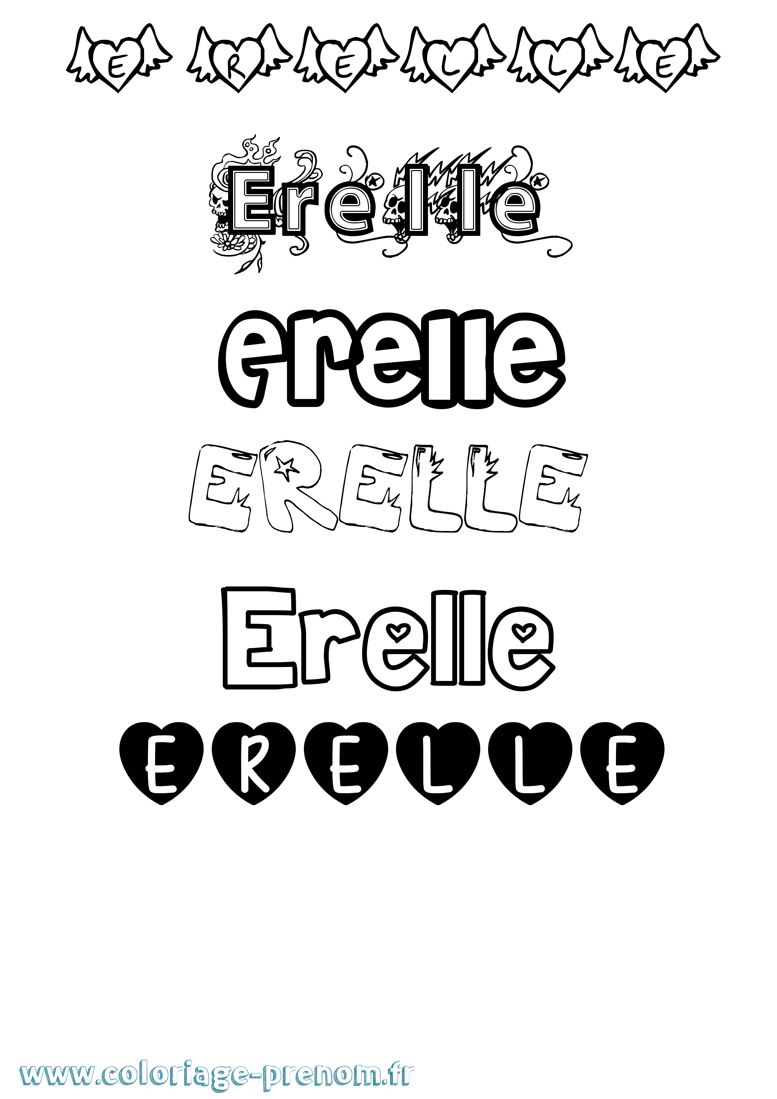 Coloriage prénom Erelle Girly