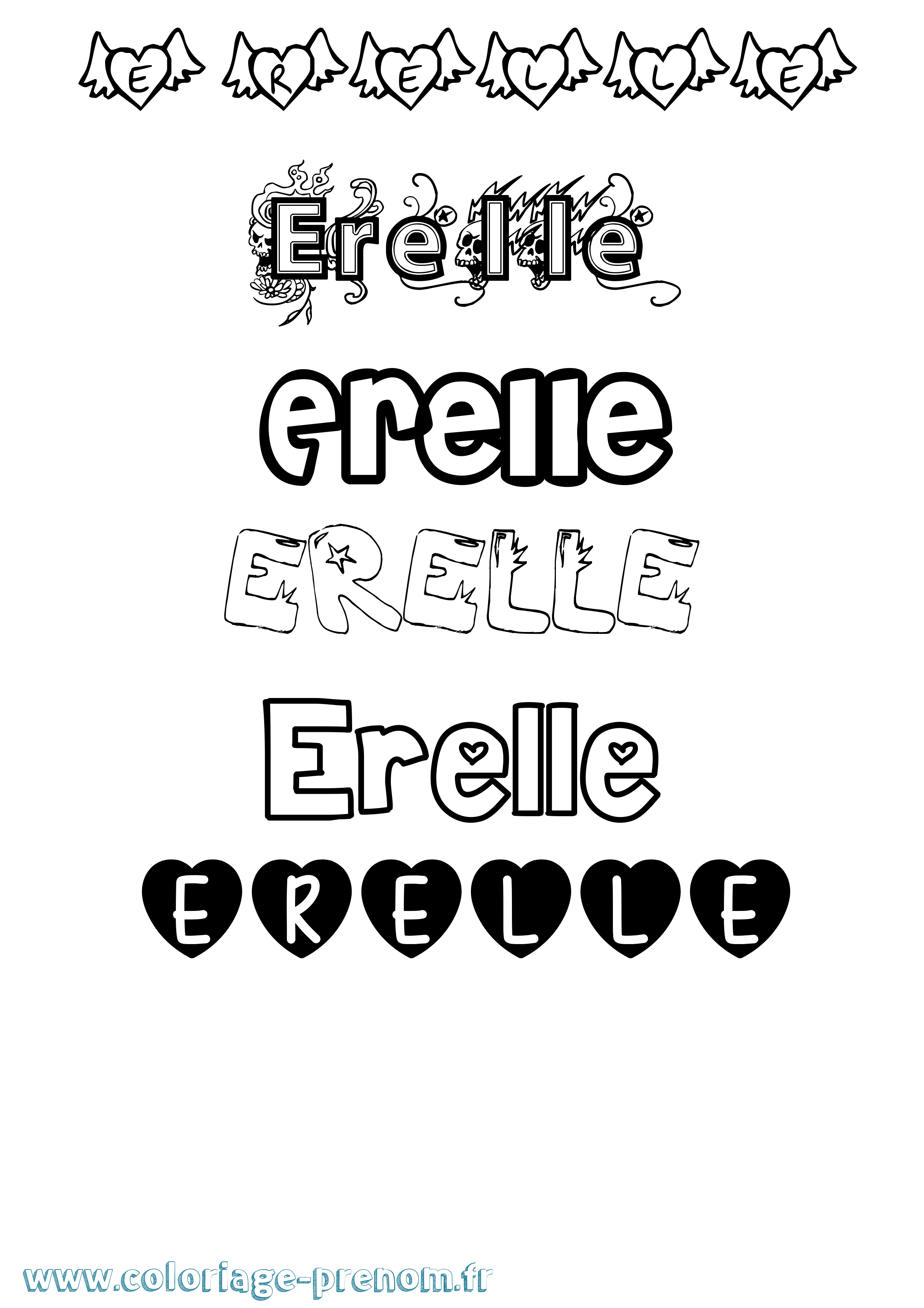 Coloriage Erelle Girly Coloriage prénom Erelle Girly