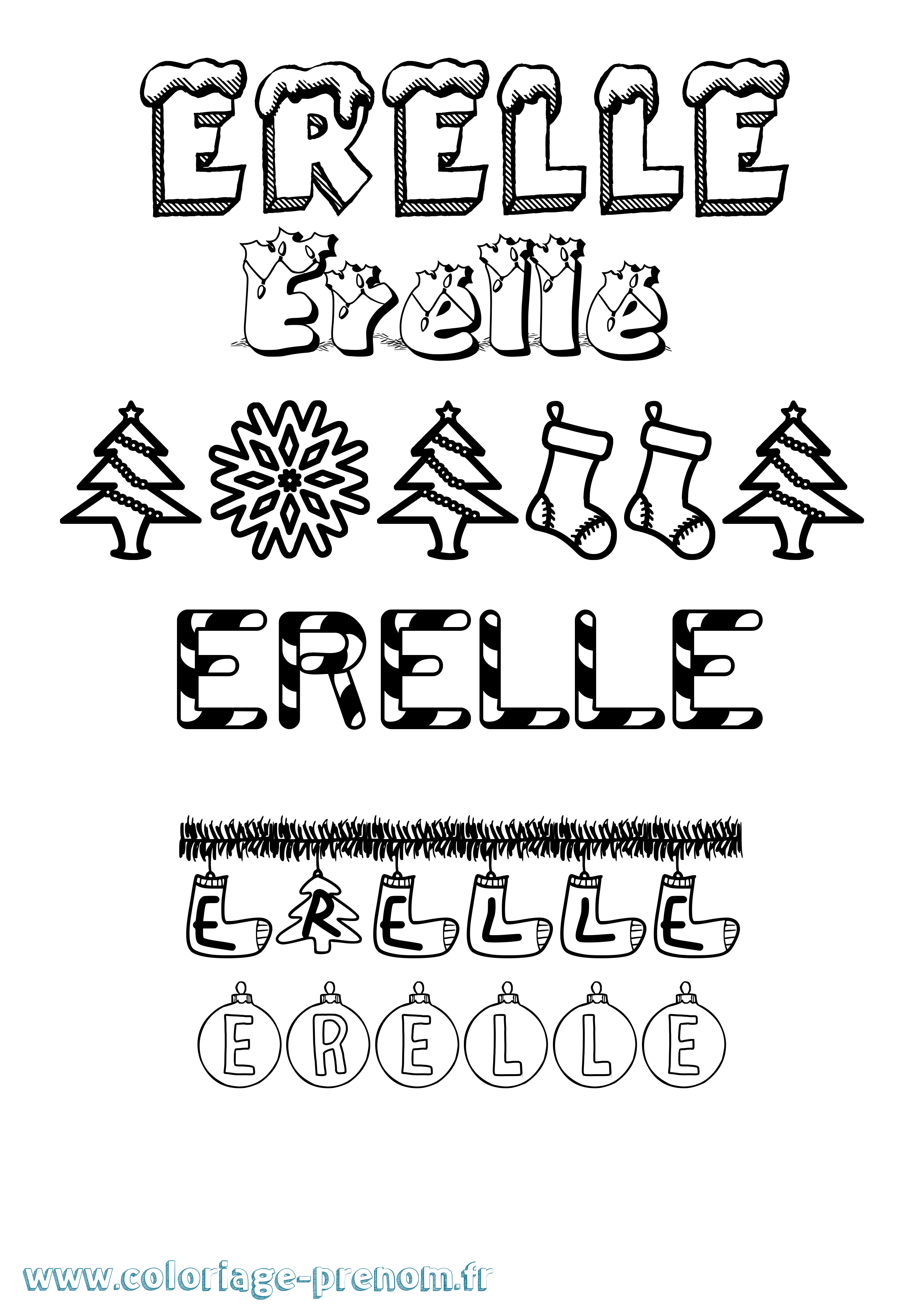 Coloriage Erelle Noël Coloriage prénom Erelle Noël